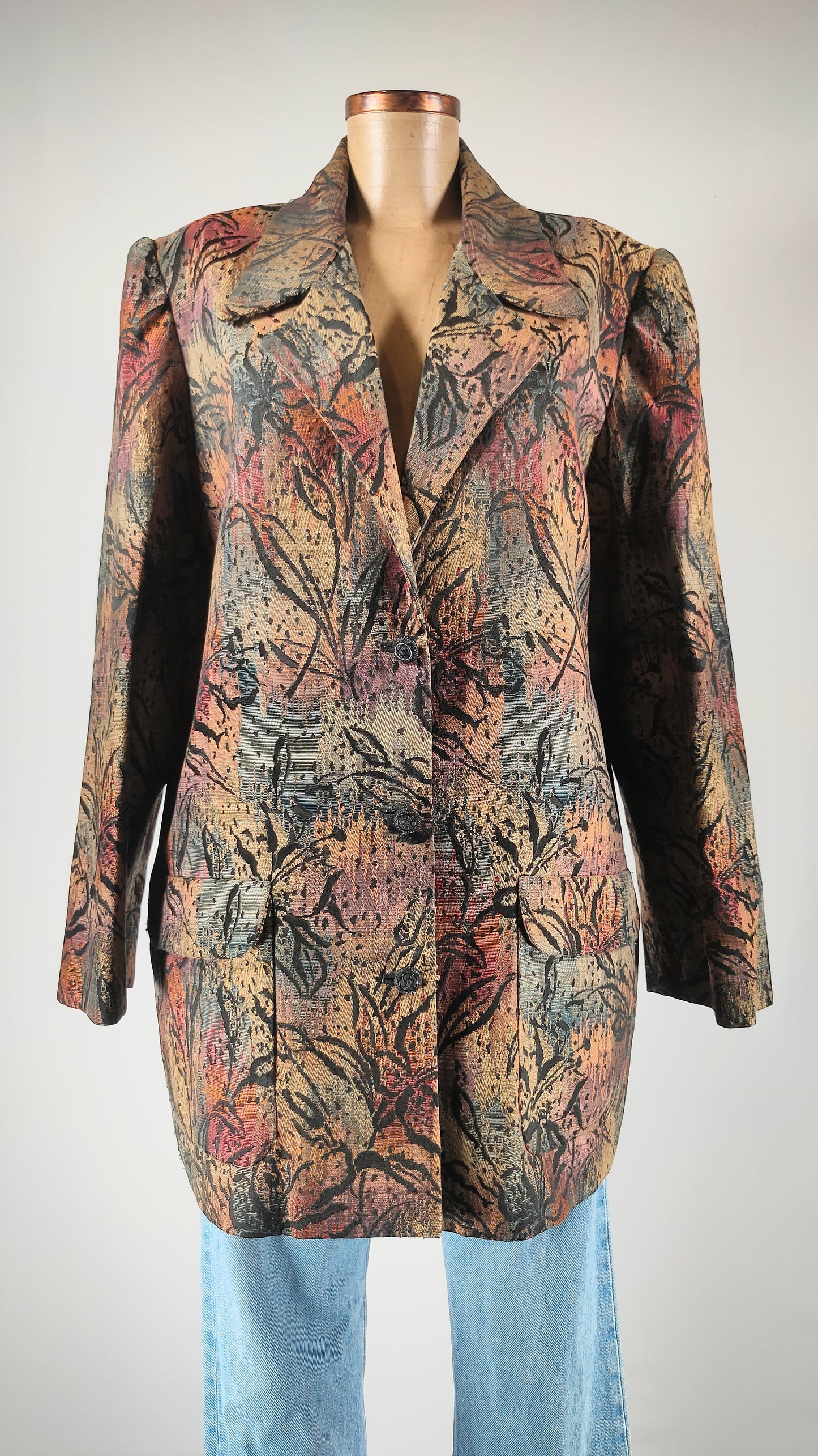 Blazer vintage floral con bolsillos
