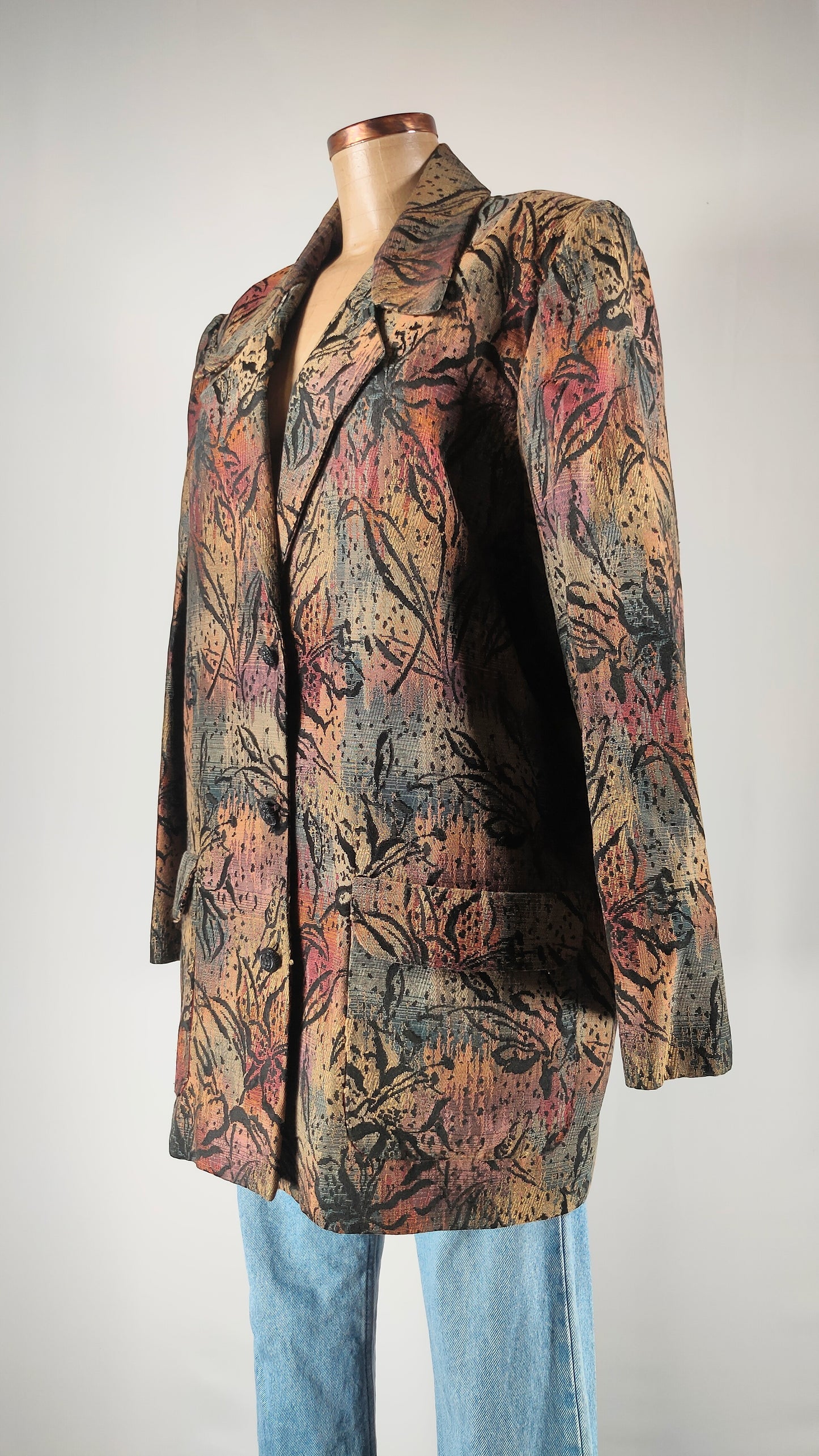 Blazer vintage floral con bolsillos