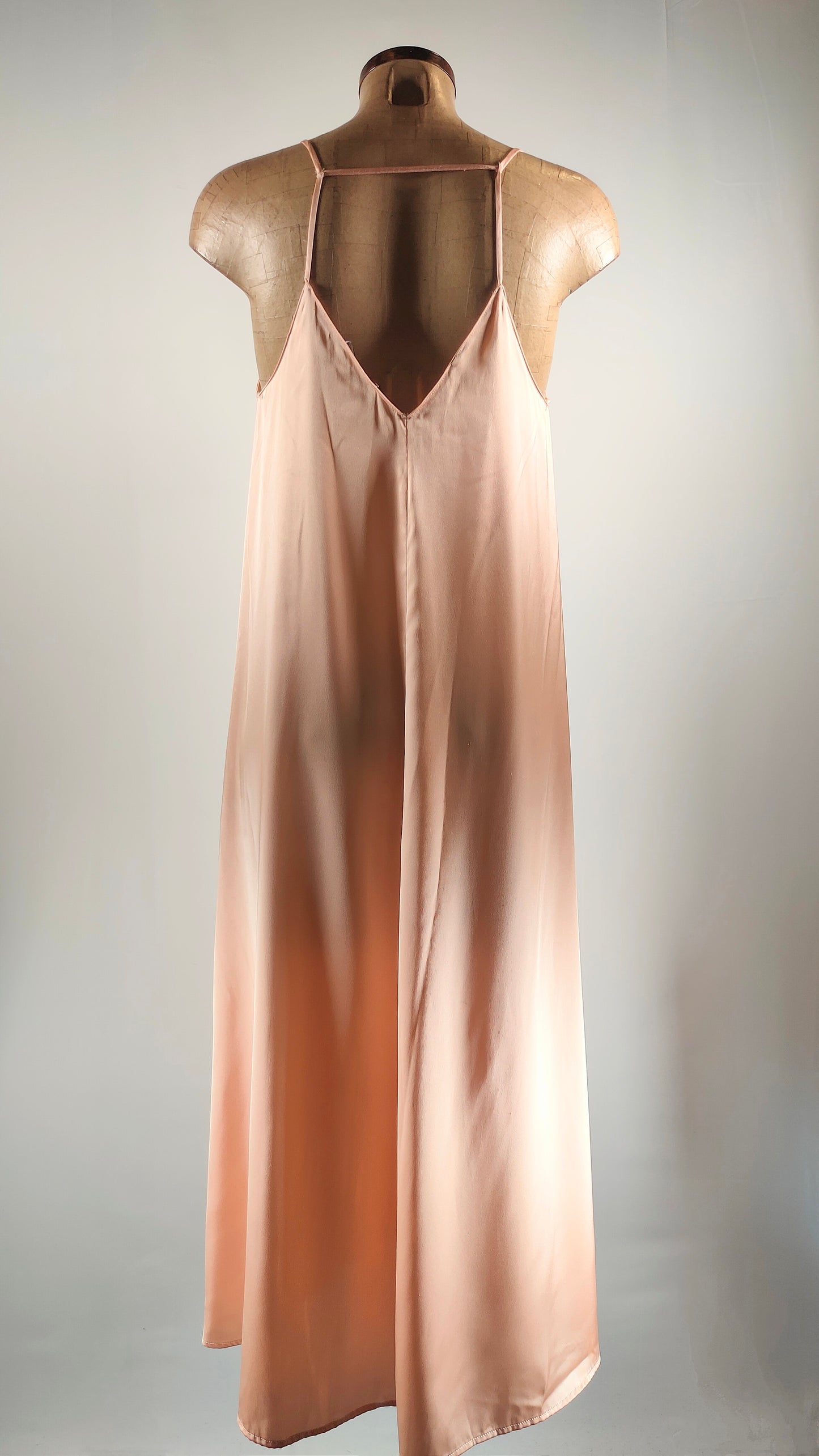 Vestido rosa largo efecto satén
