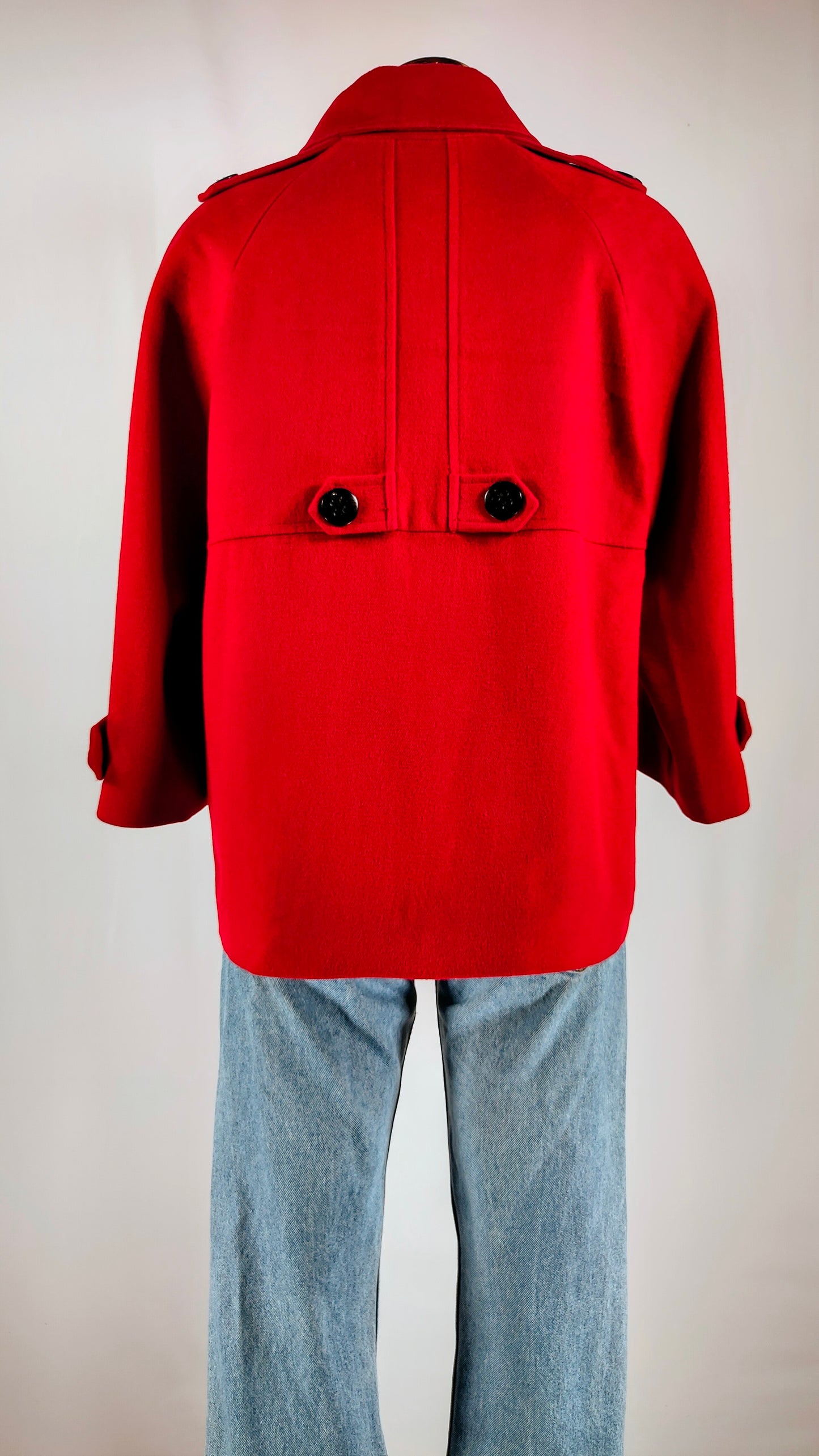 Abrigo trench rojo de lana