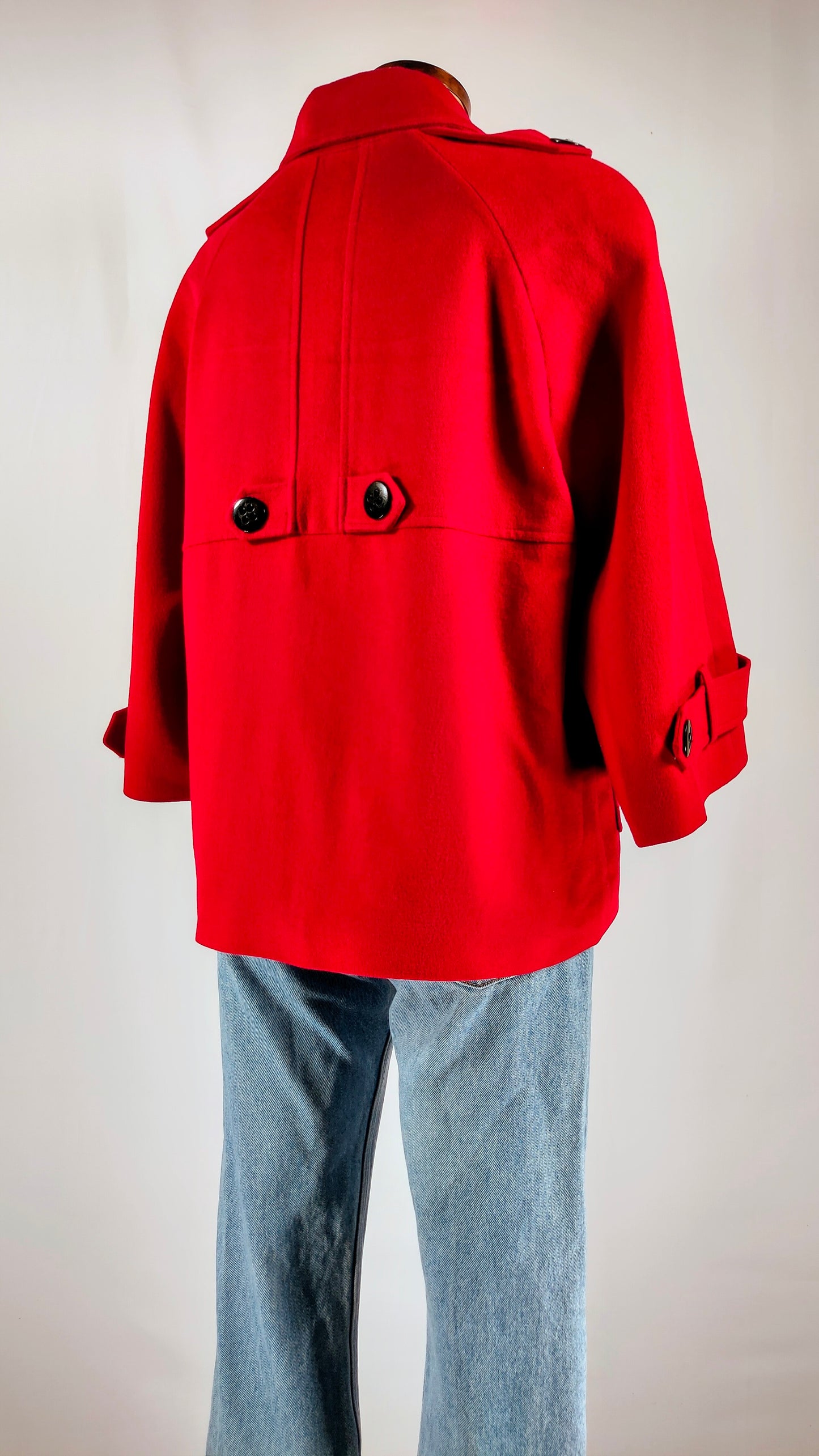 Abrigo trench rojo de lana