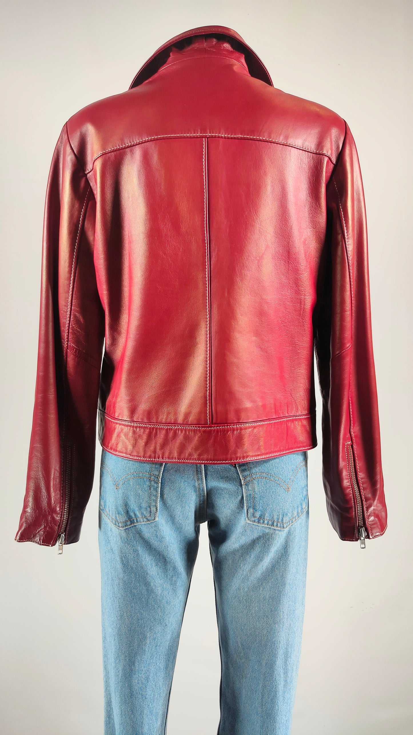 Chaqueta de piel roja vintage Vintiu