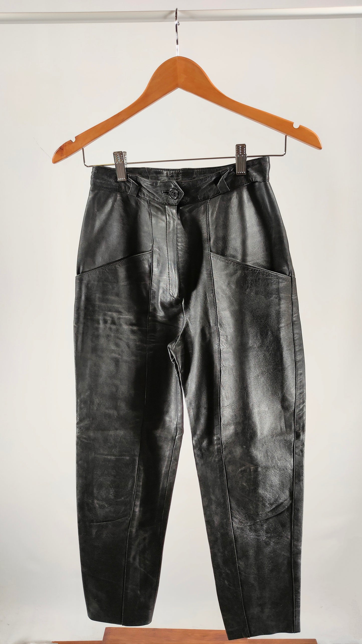 Pantalones vintage de cuero negro Estrella G