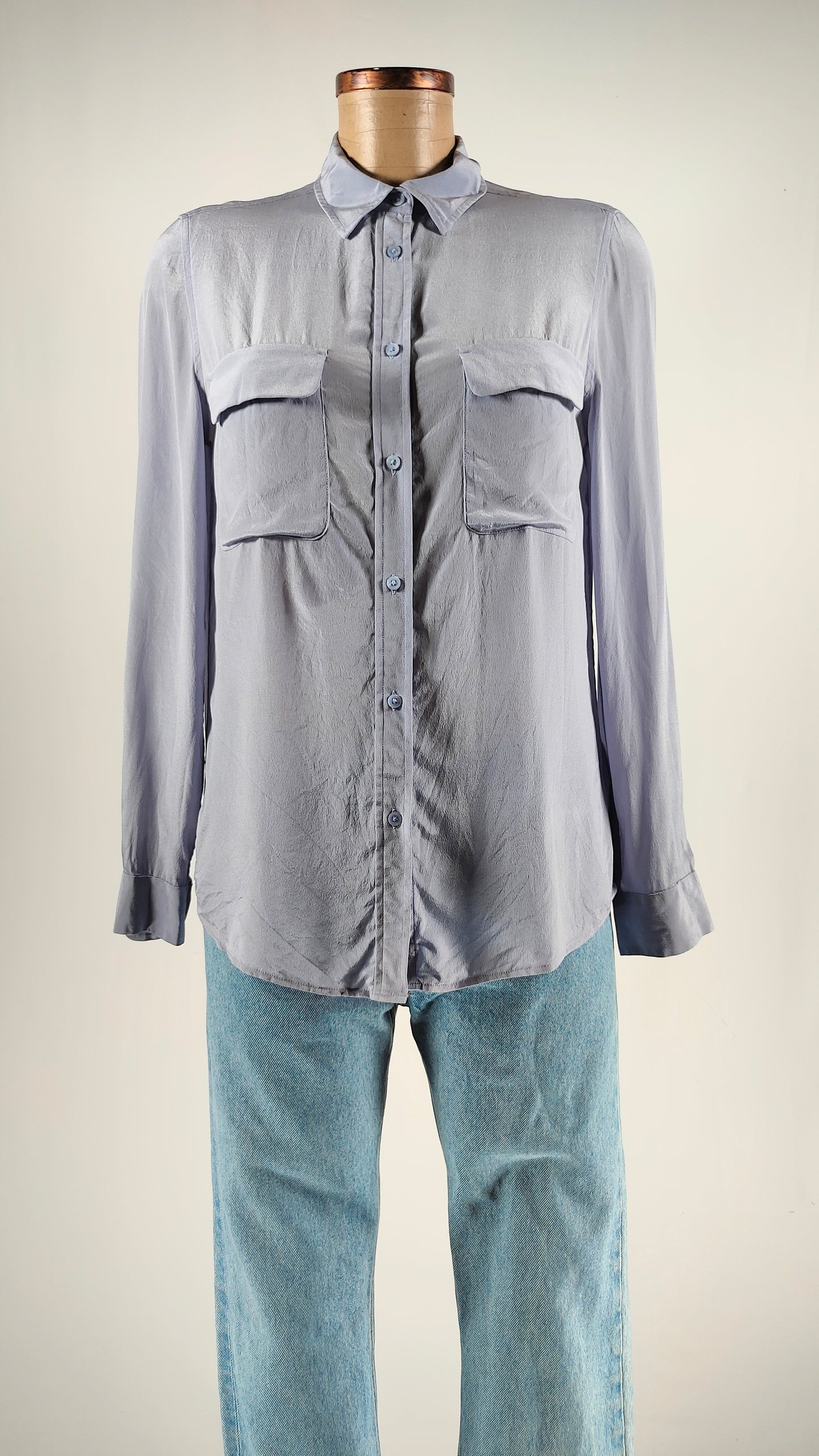 Camisa de seda Uniqlo azul