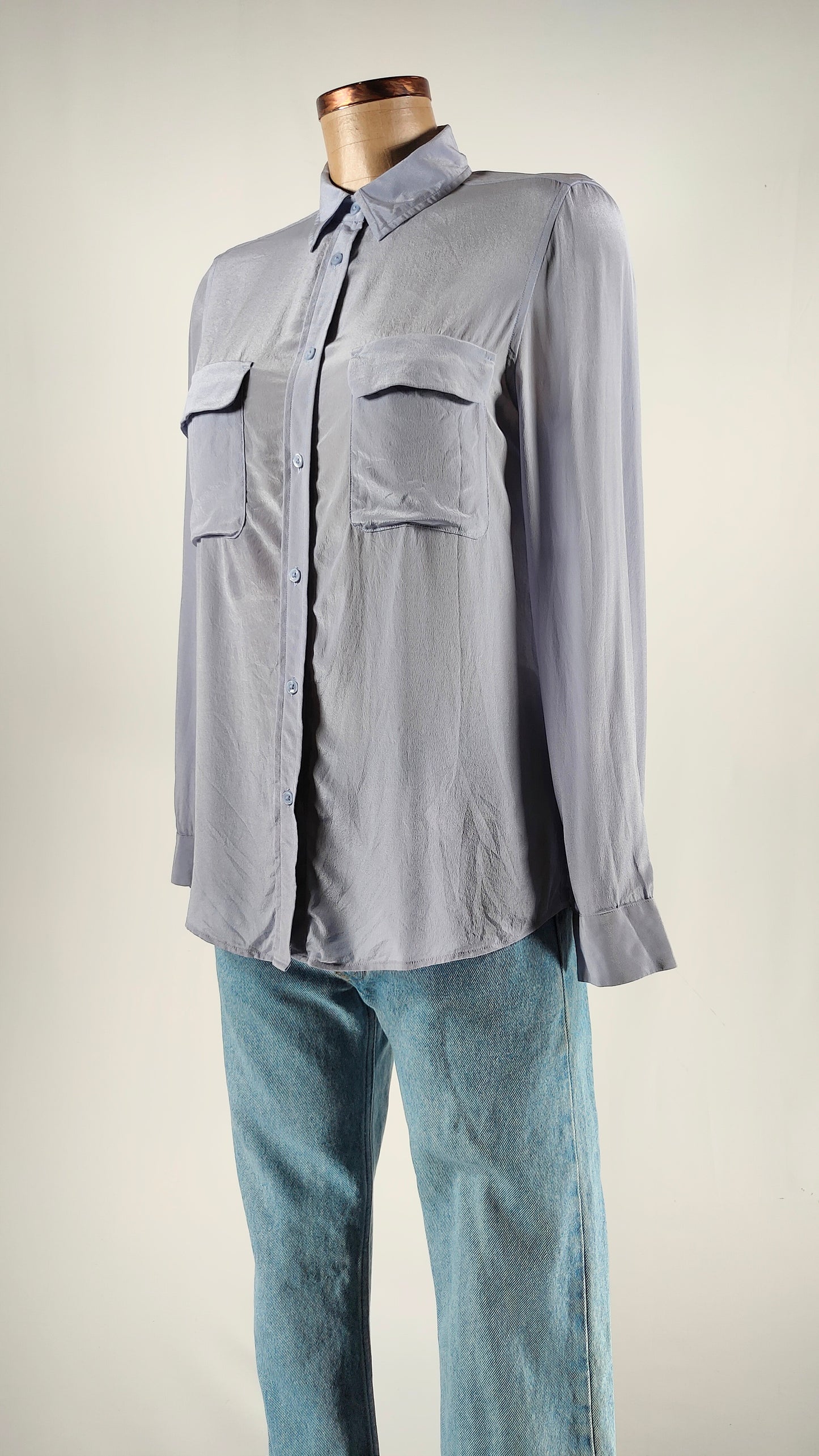 Camisa de seda Uniqlo azul