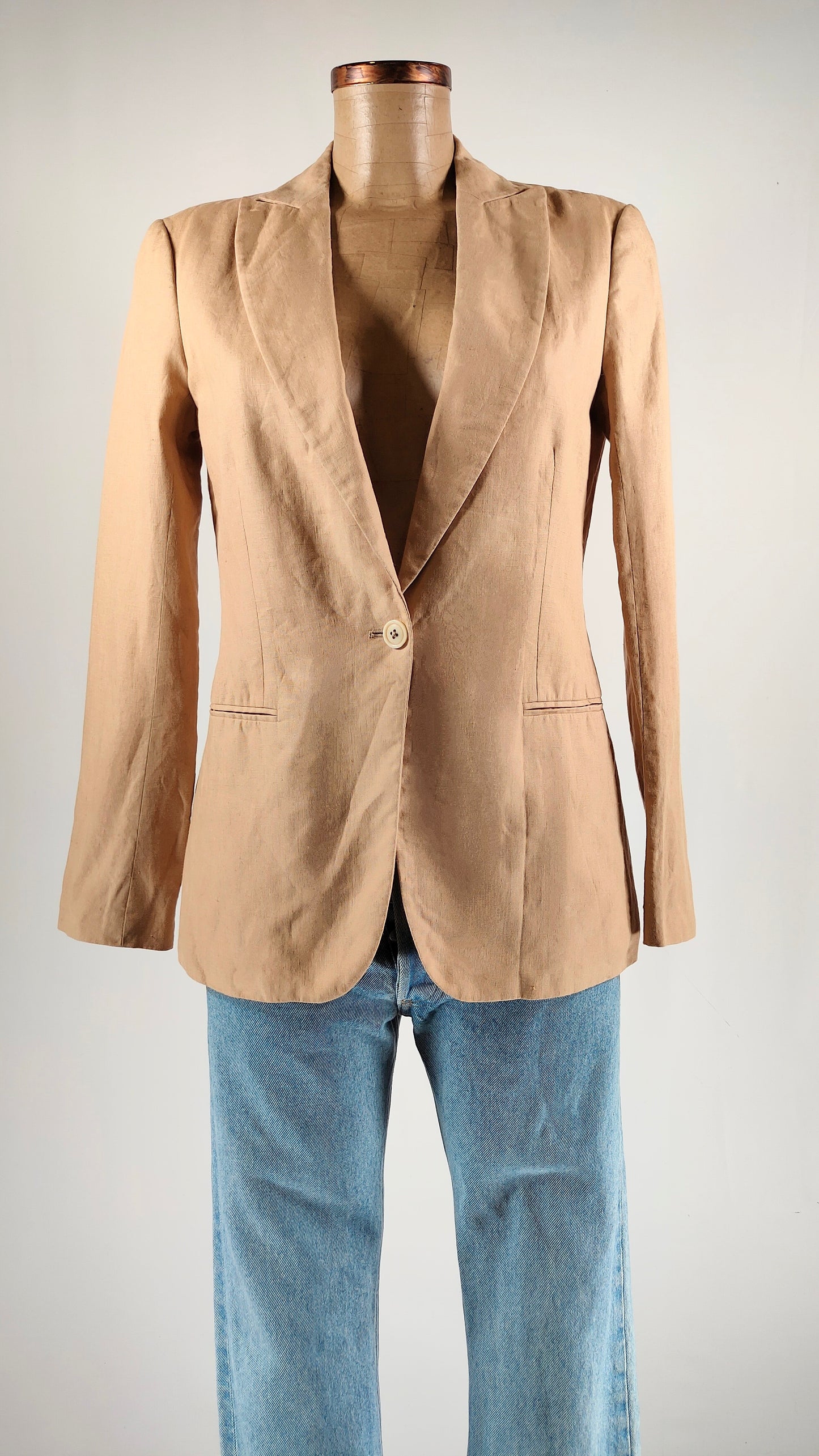 Blazer de lino marrón Massimo Dutti