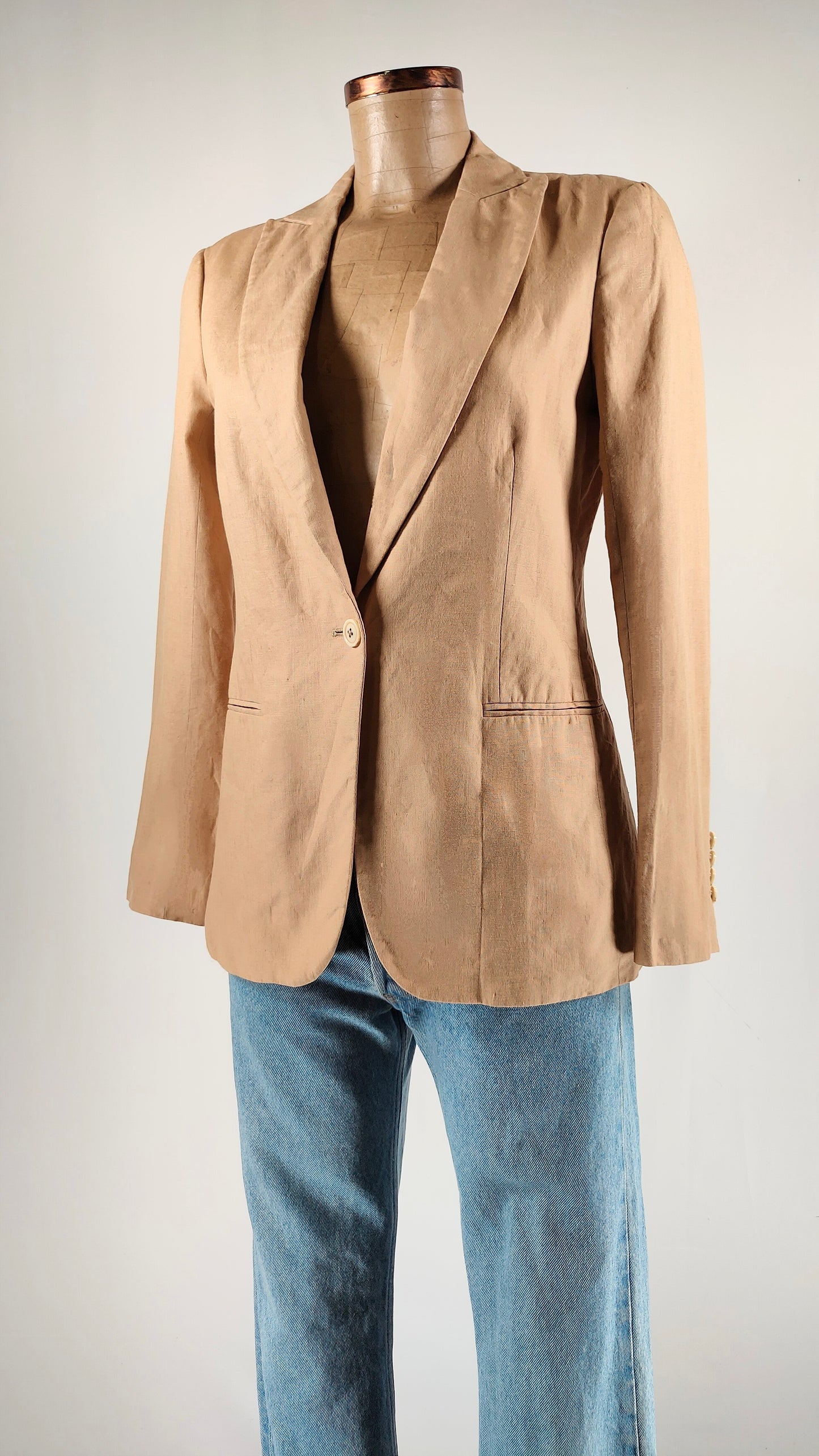 Blazer de lino marrón Massimo Dutti