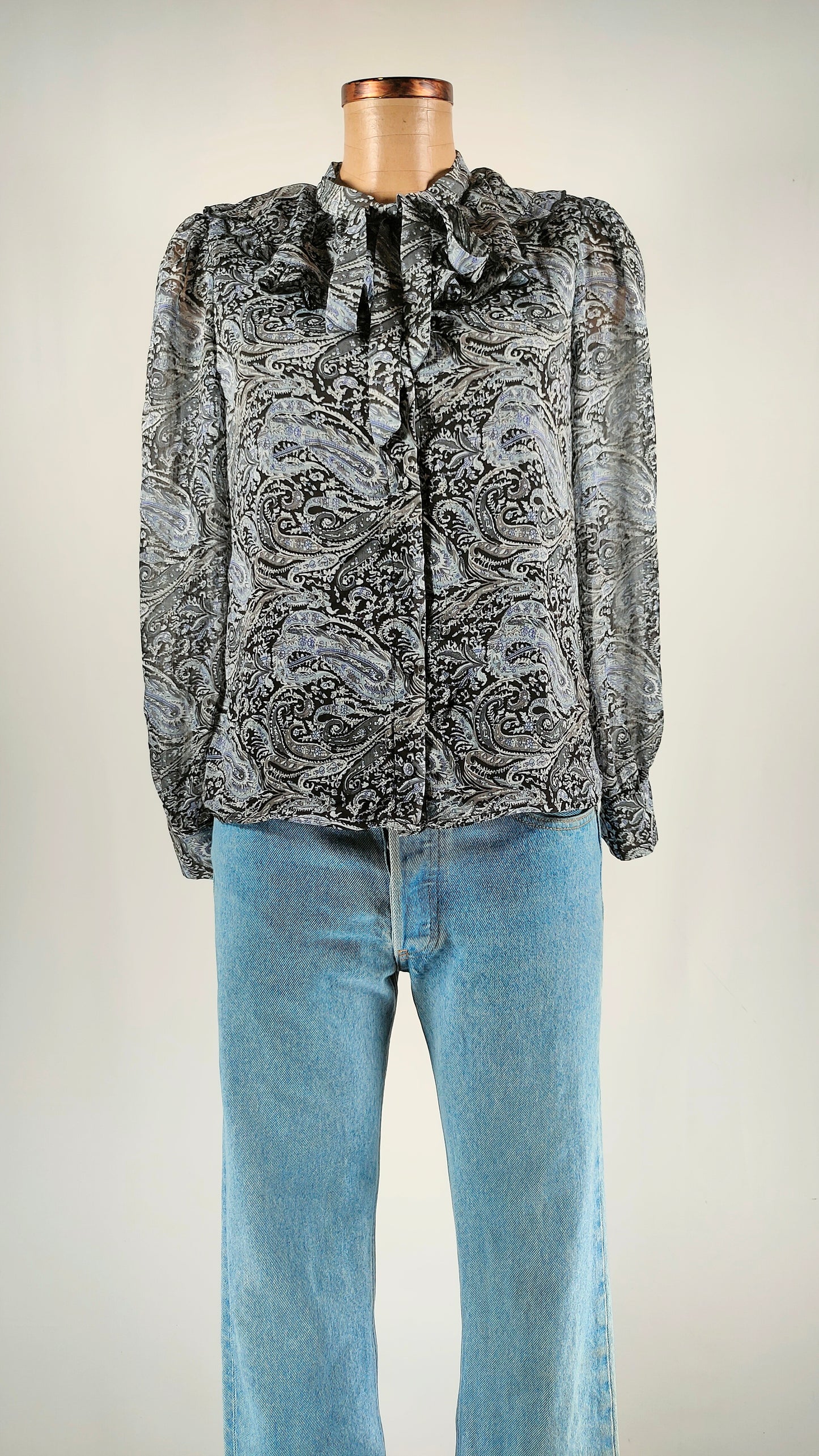 Blusa Only multicolor con lazo en cuello