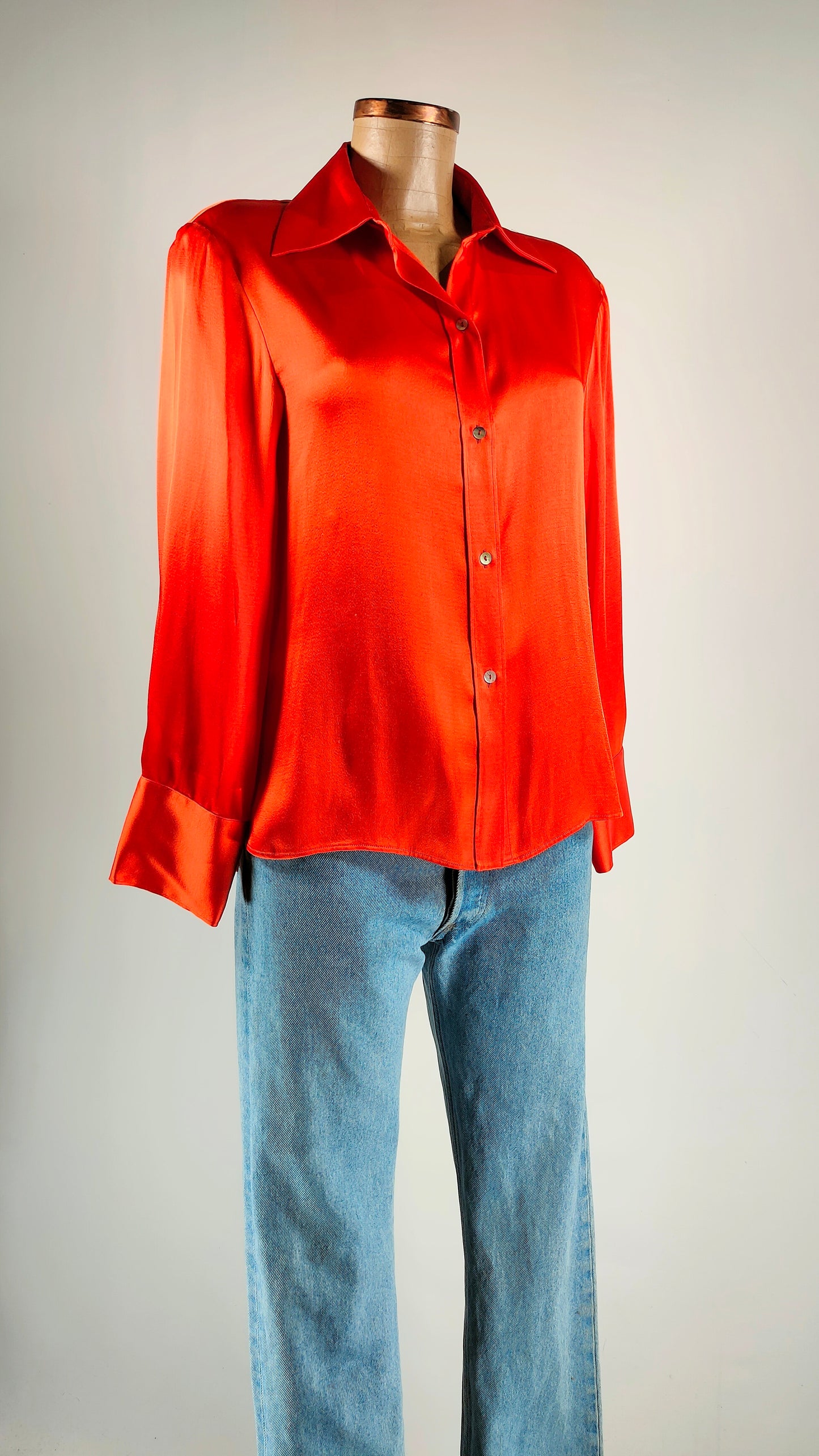 Camisa Massimo Dutti Oversize naranja de seda