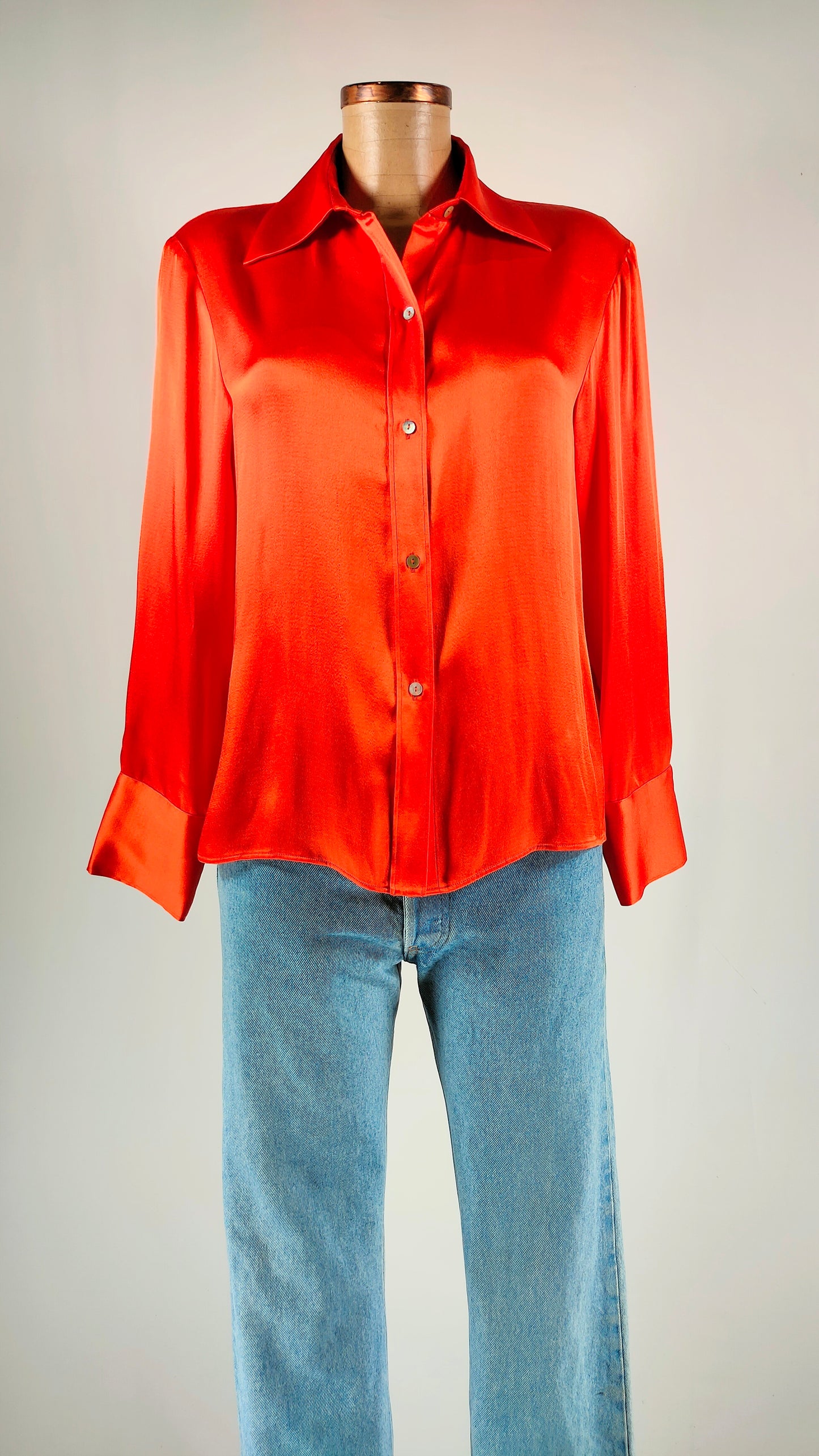 Camisa Massimo Dutti Oversize naranja de seda