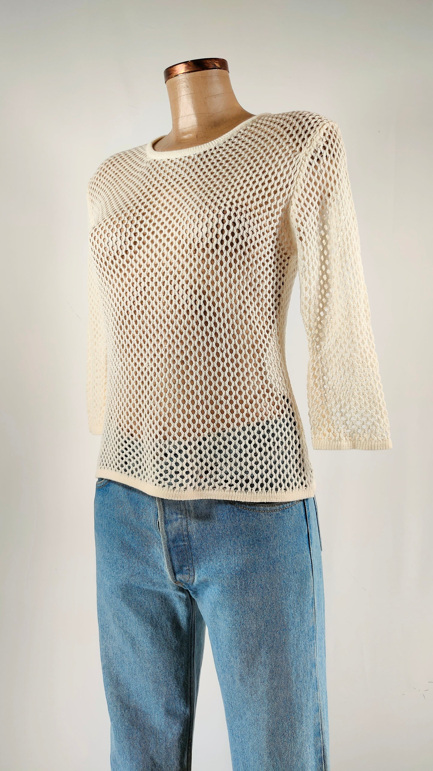 Jersey calado color blanco roto
