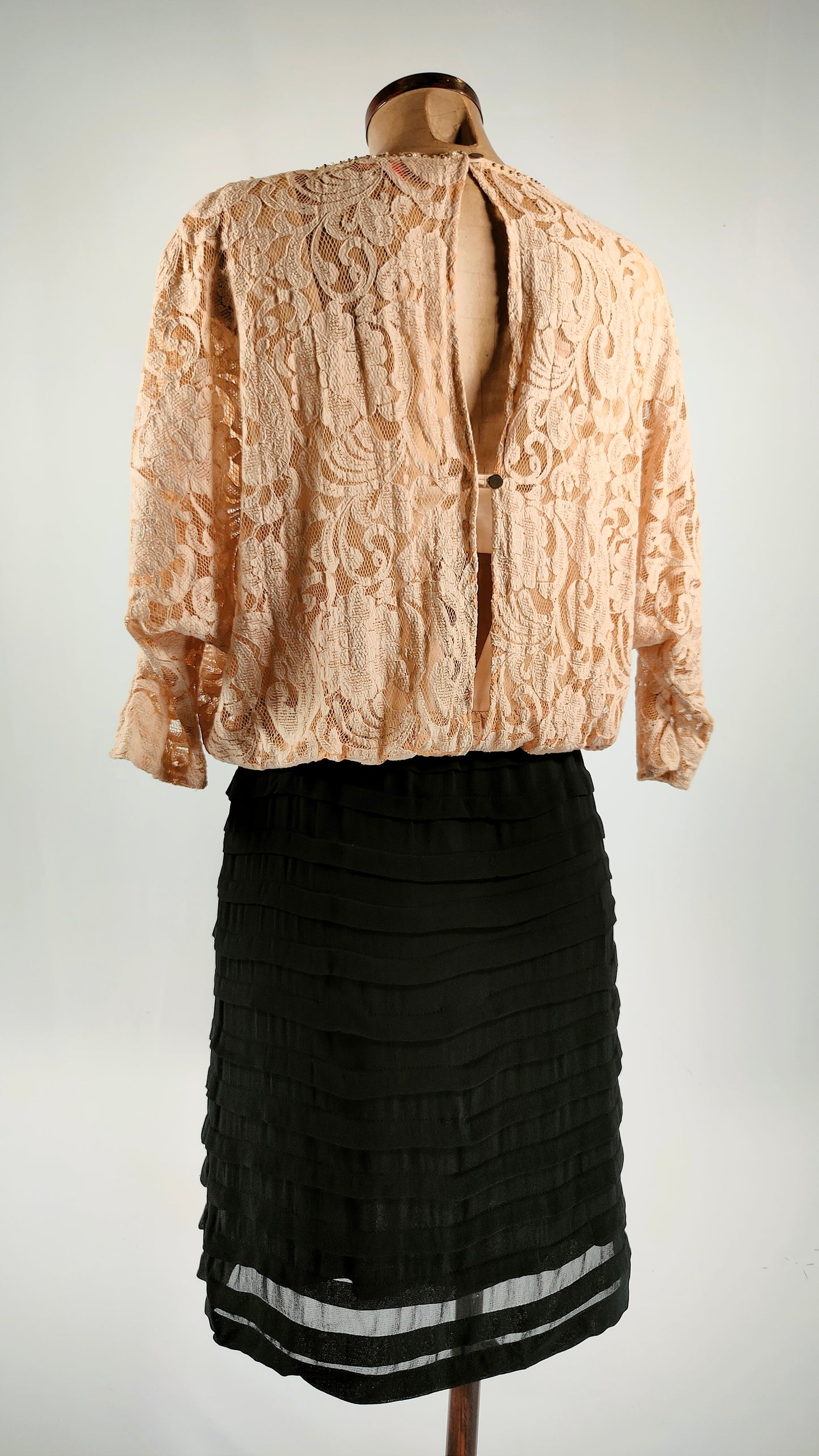 Vestido bimaterial con apliques Derhy