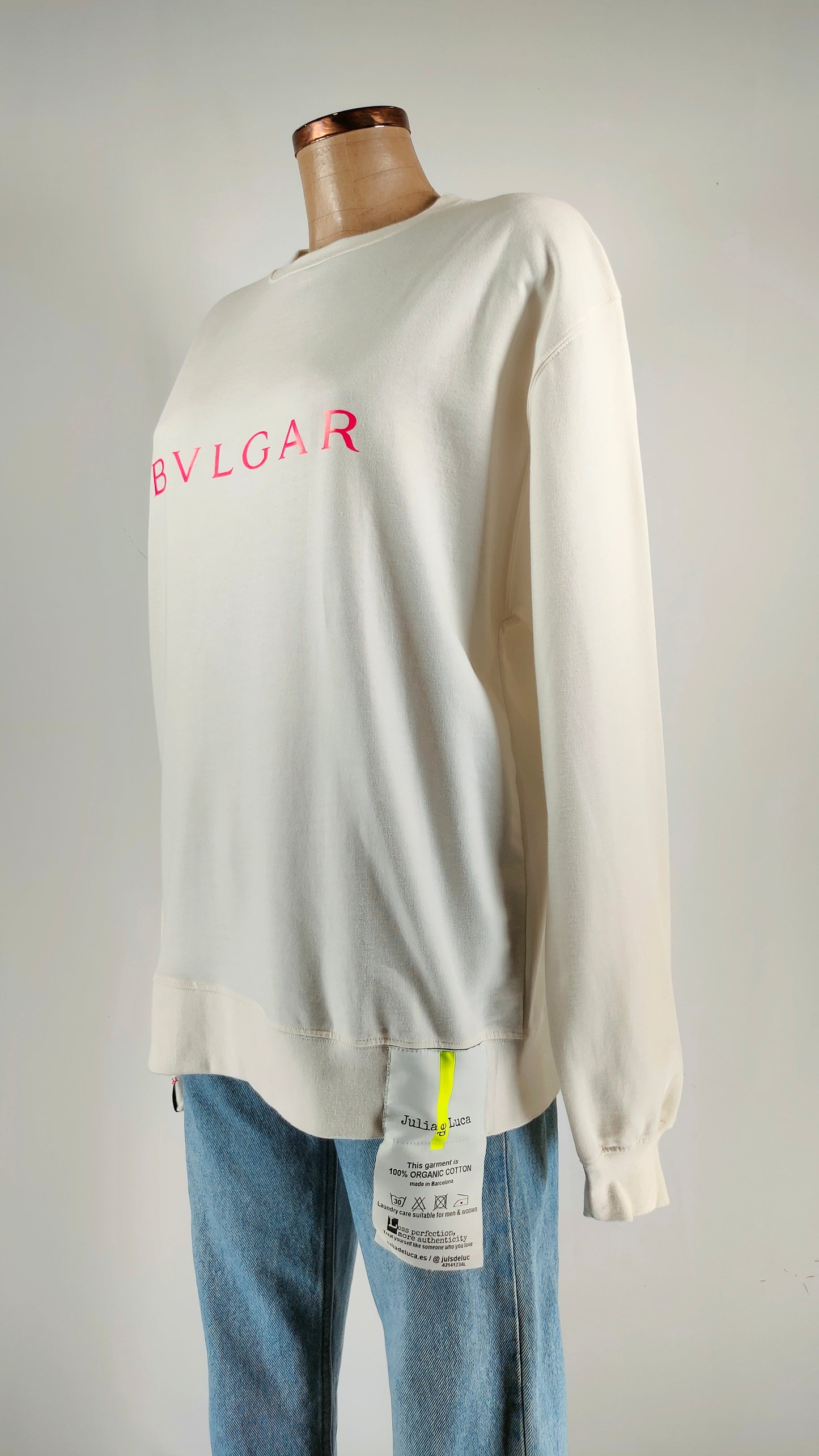 Sudadera blanca de algodón Julia de Luca