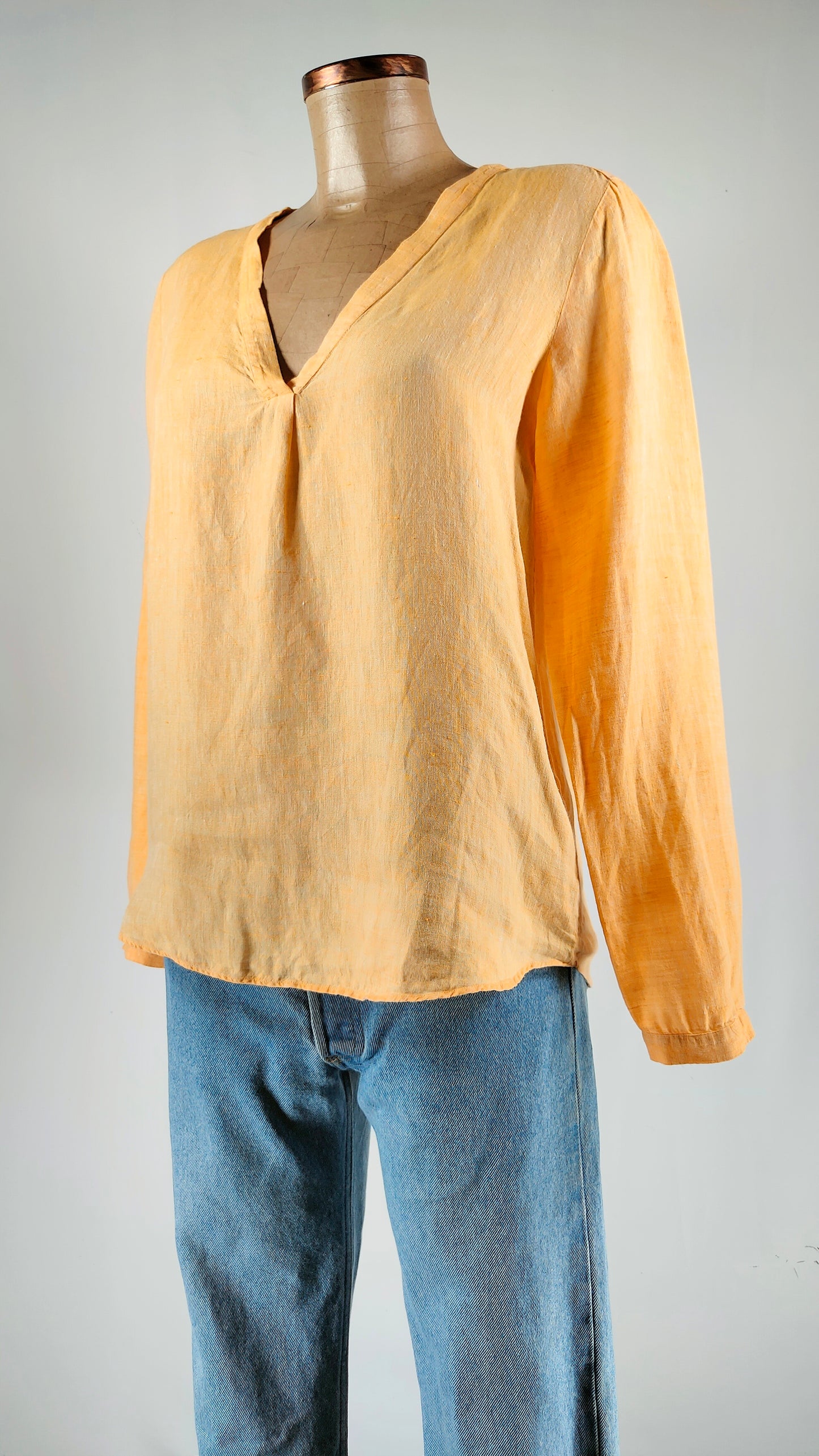 Blusa de lino Massimo Dutti amarilla