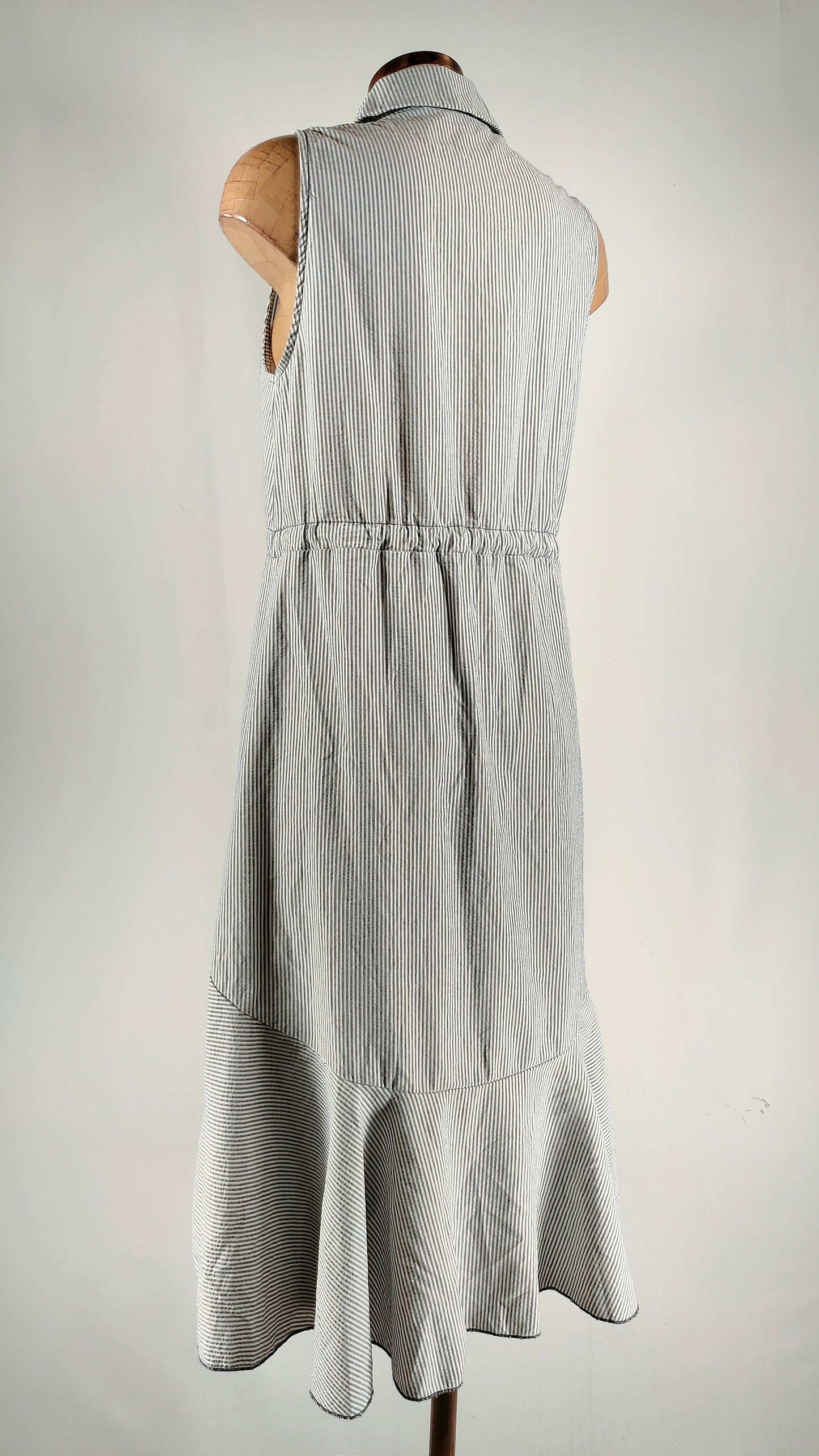 Vestido largo rayas ajustable en cintura