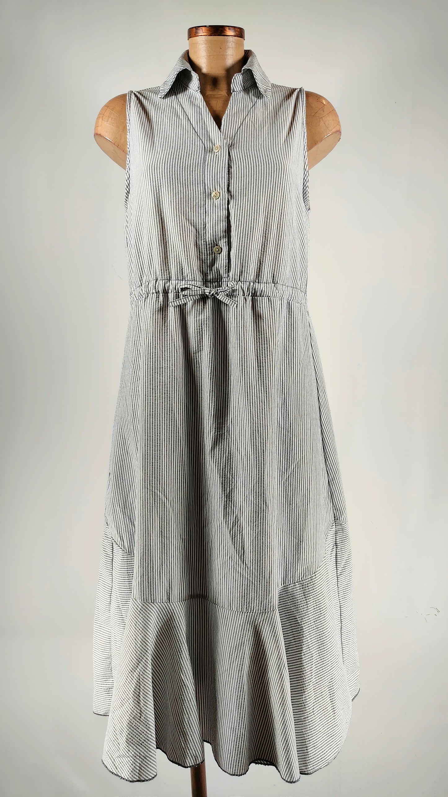 Vestido largo rayas ajustable en cintura