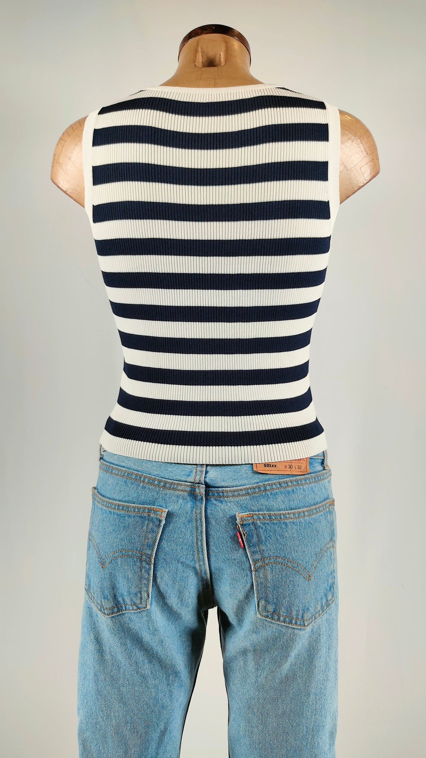 Top Naf Naf de rayas azul y blanco