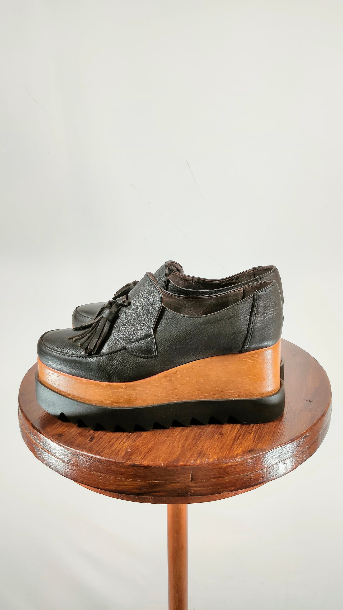 Mocasines de piel con plataforma y suela dentada
