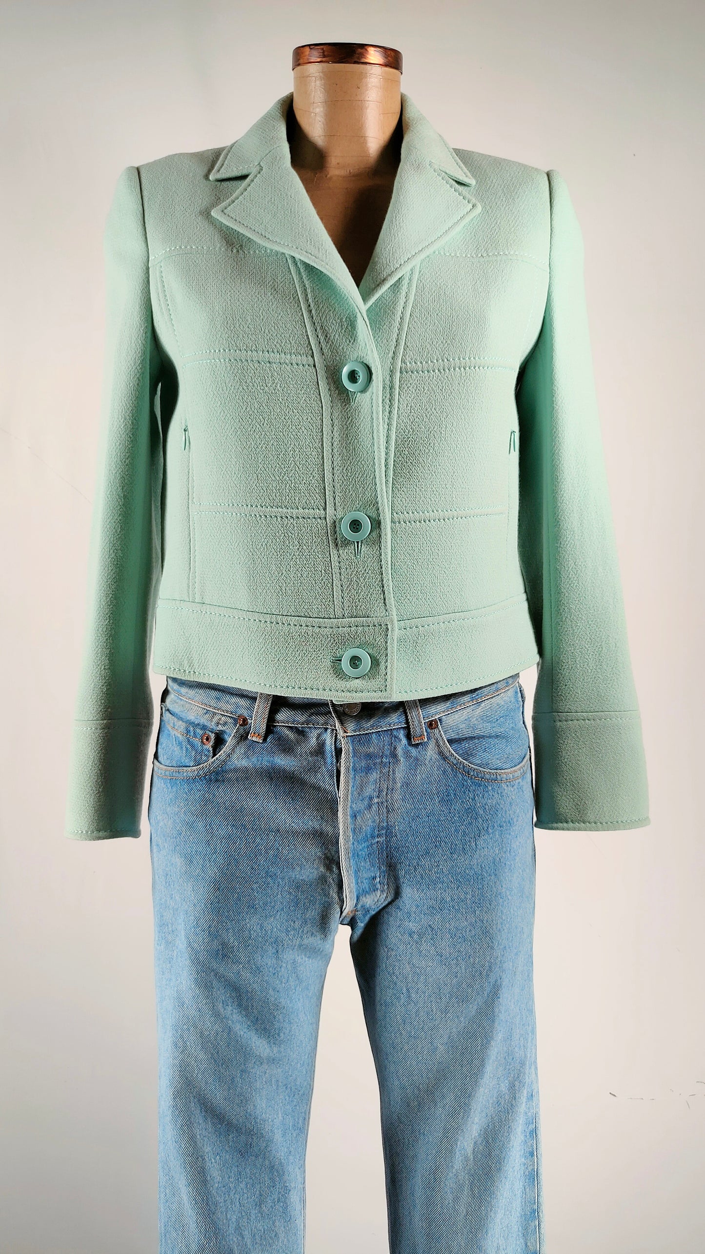 Chaqueta 100% de lana virgen verde Escada