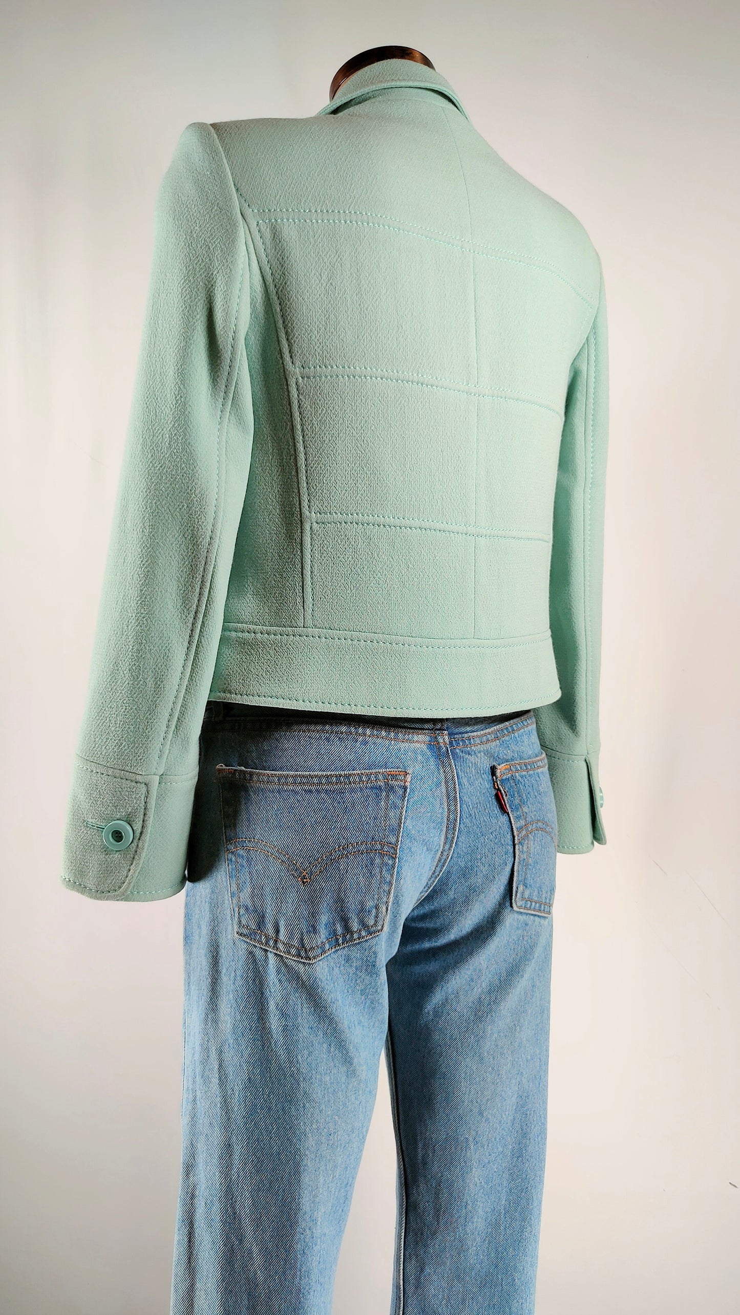 Chaqueta 100% de lana virgen verde Escada