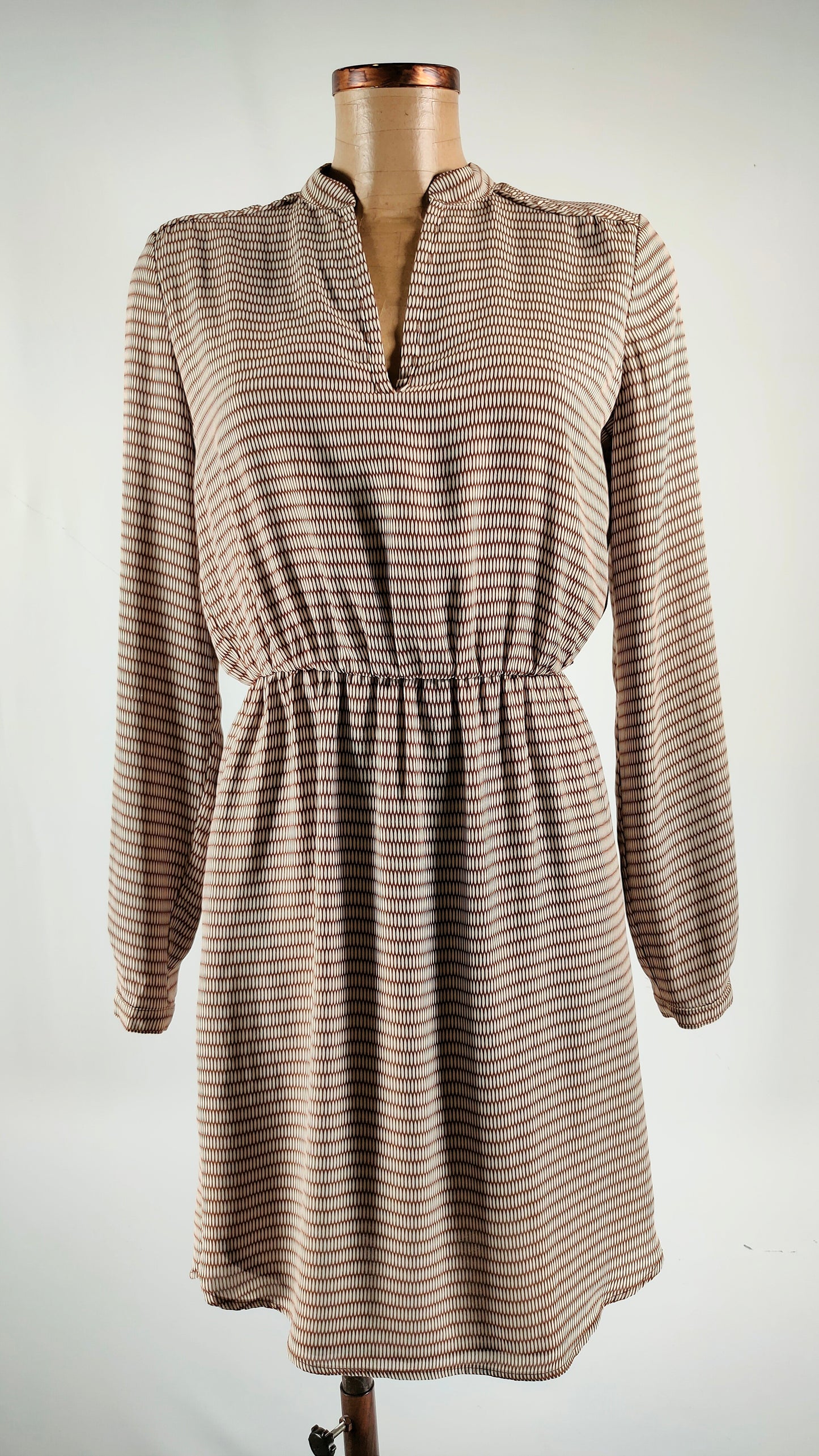 Vestido Mango Suit marrón y beige