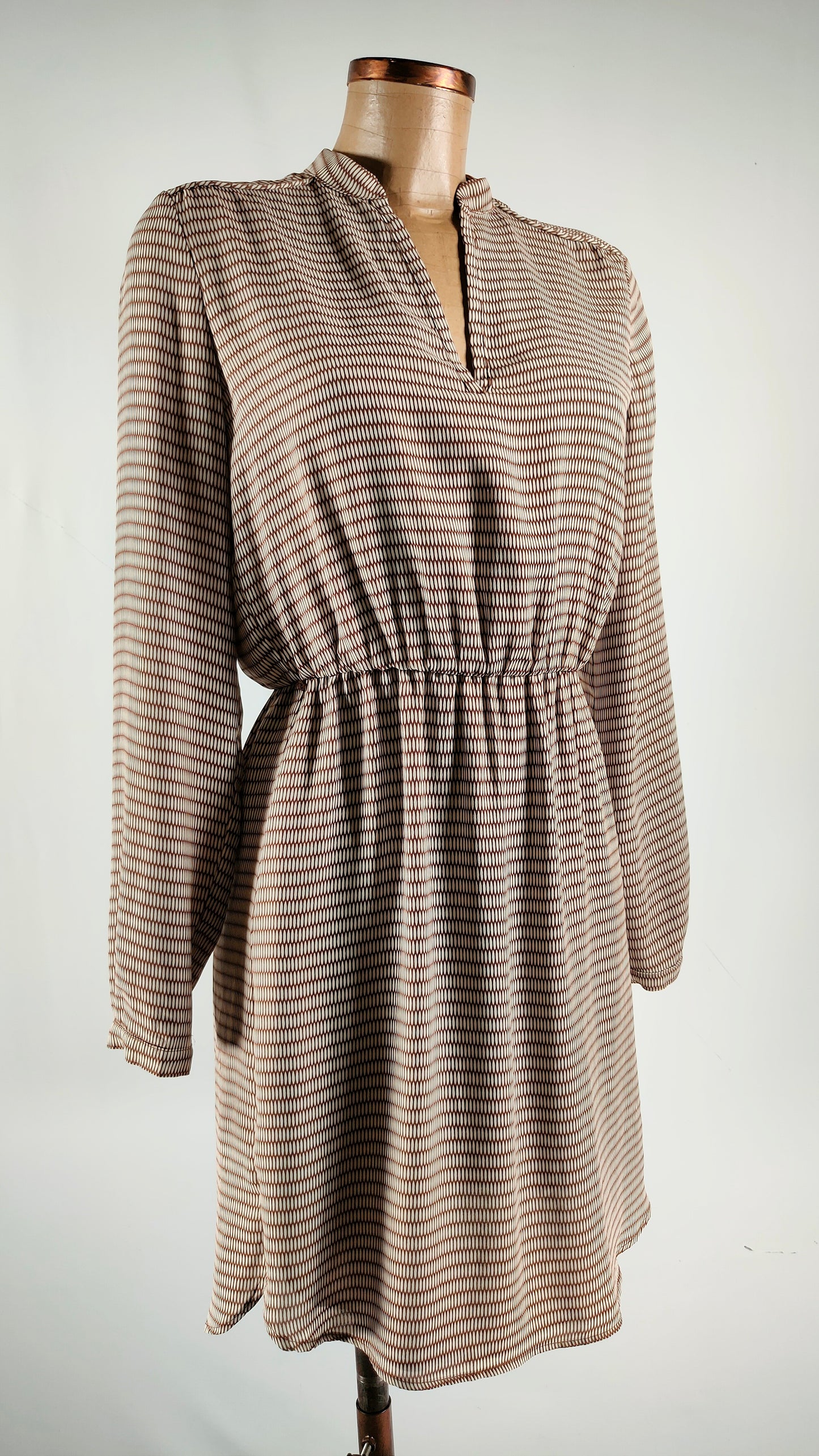 Vestido Mango Suit marrón y beige