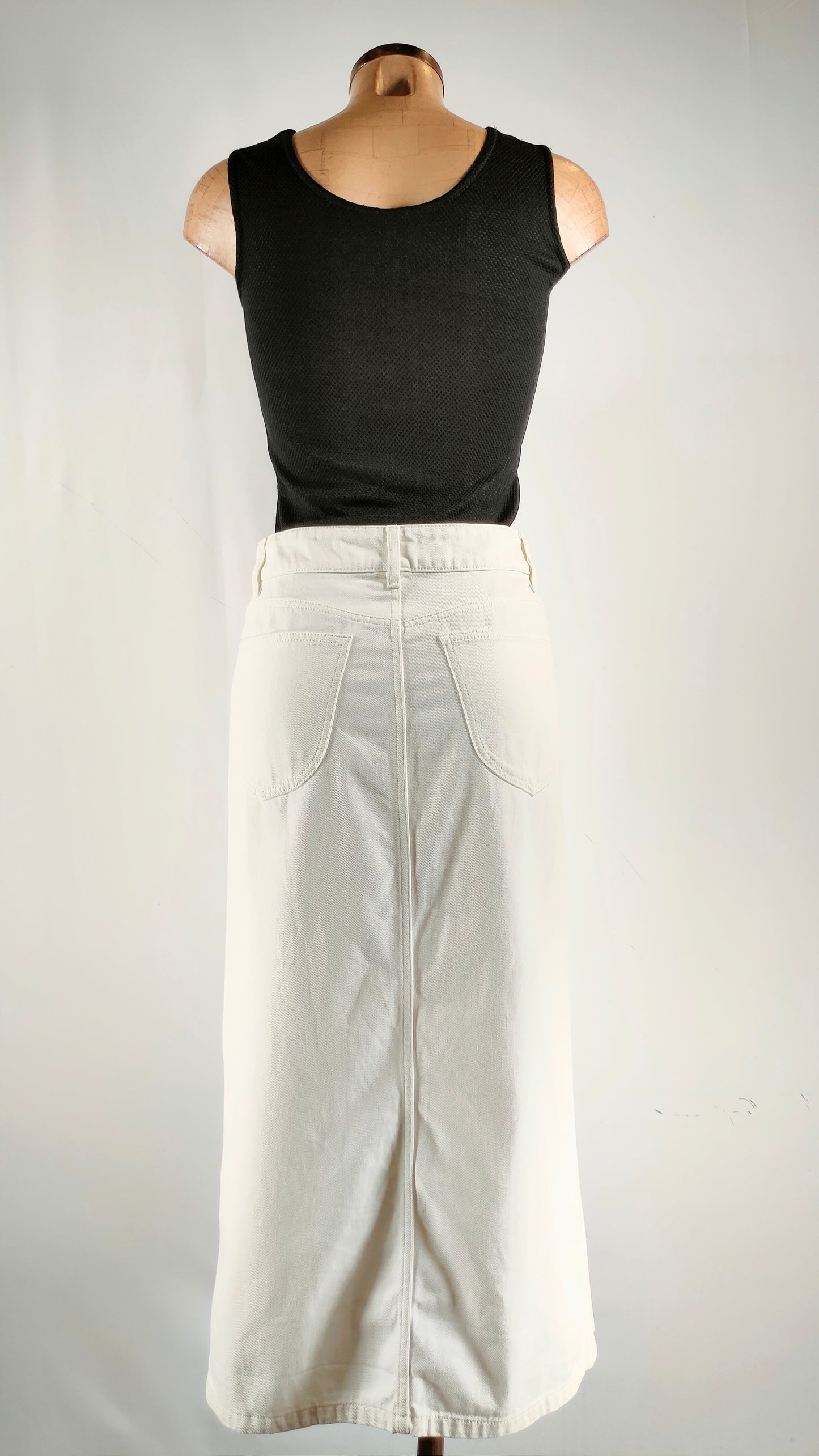 Falda midi tejana blanca Massimo Dutti