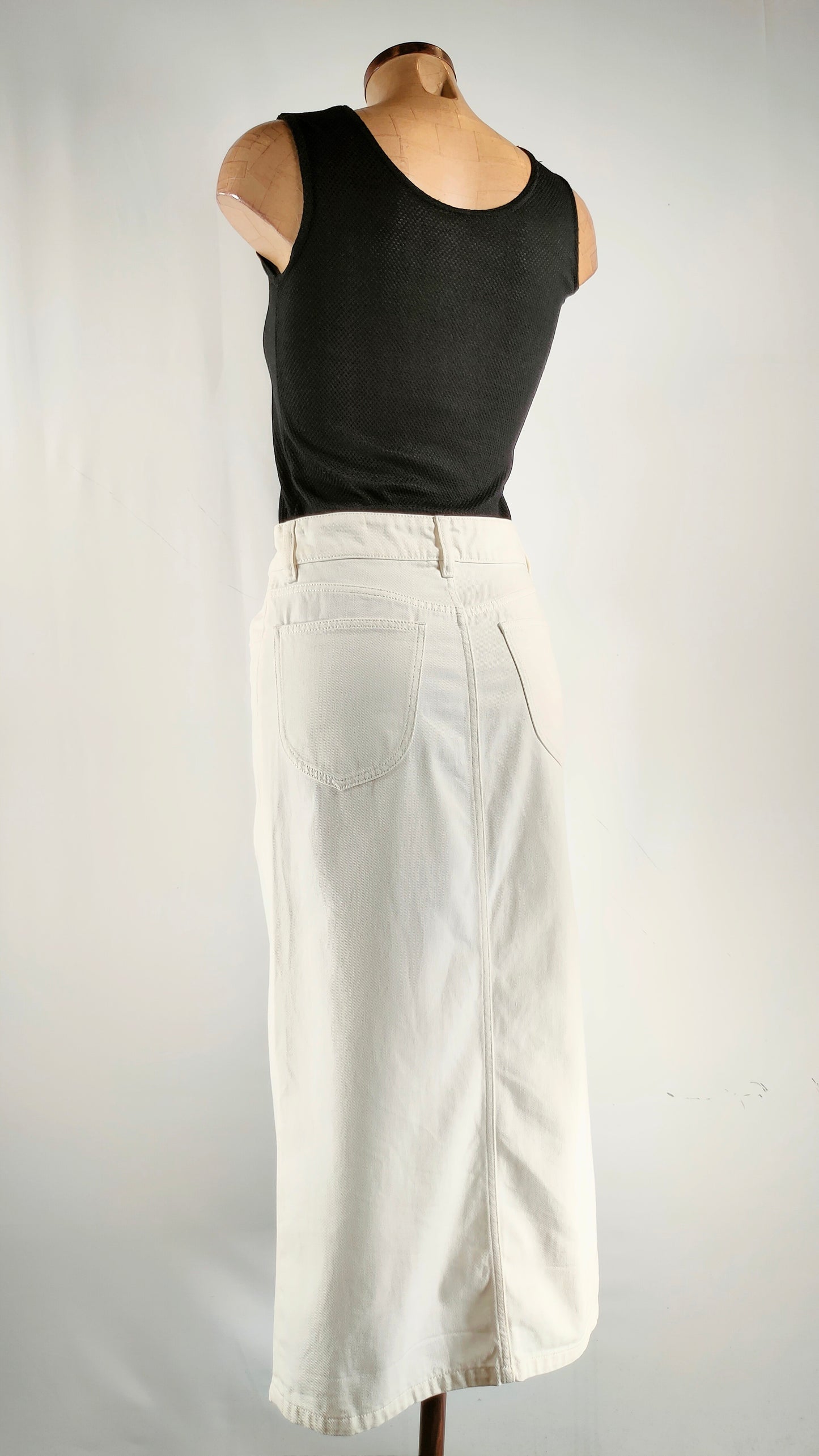 Falda midi tejana blanca Massimo Dutti