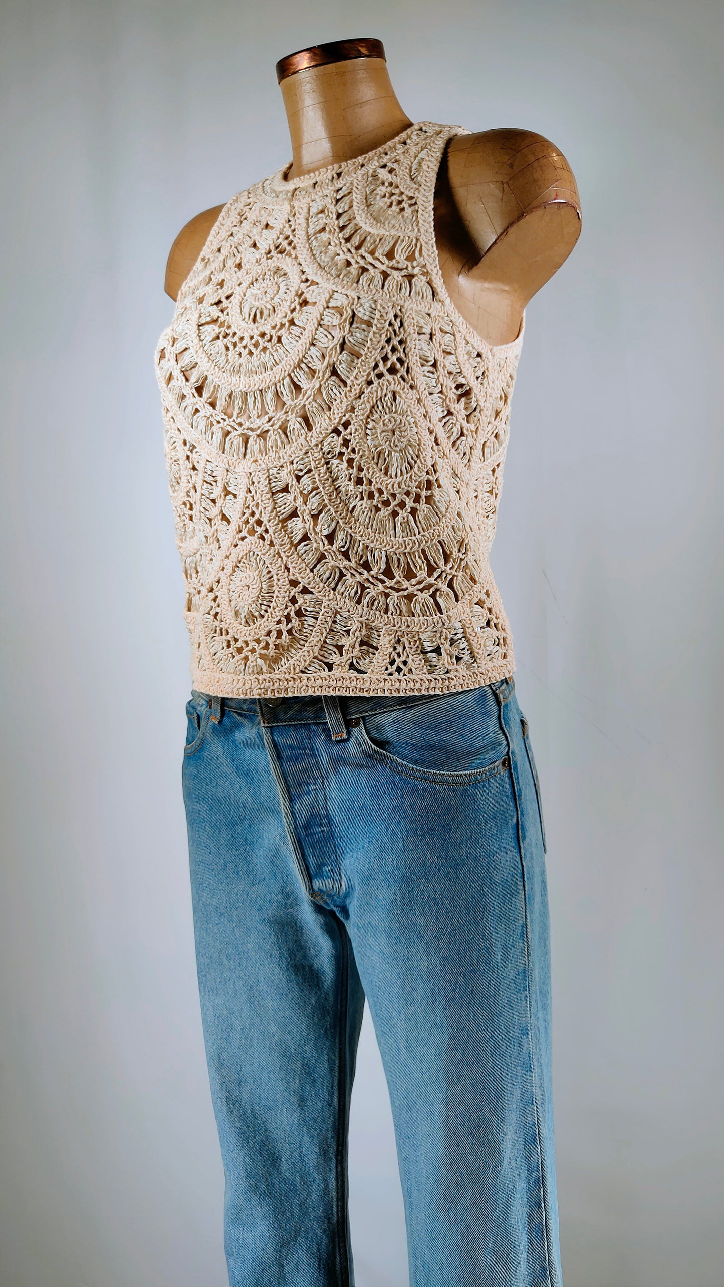 Top calado beige Massimo Dutti Beige