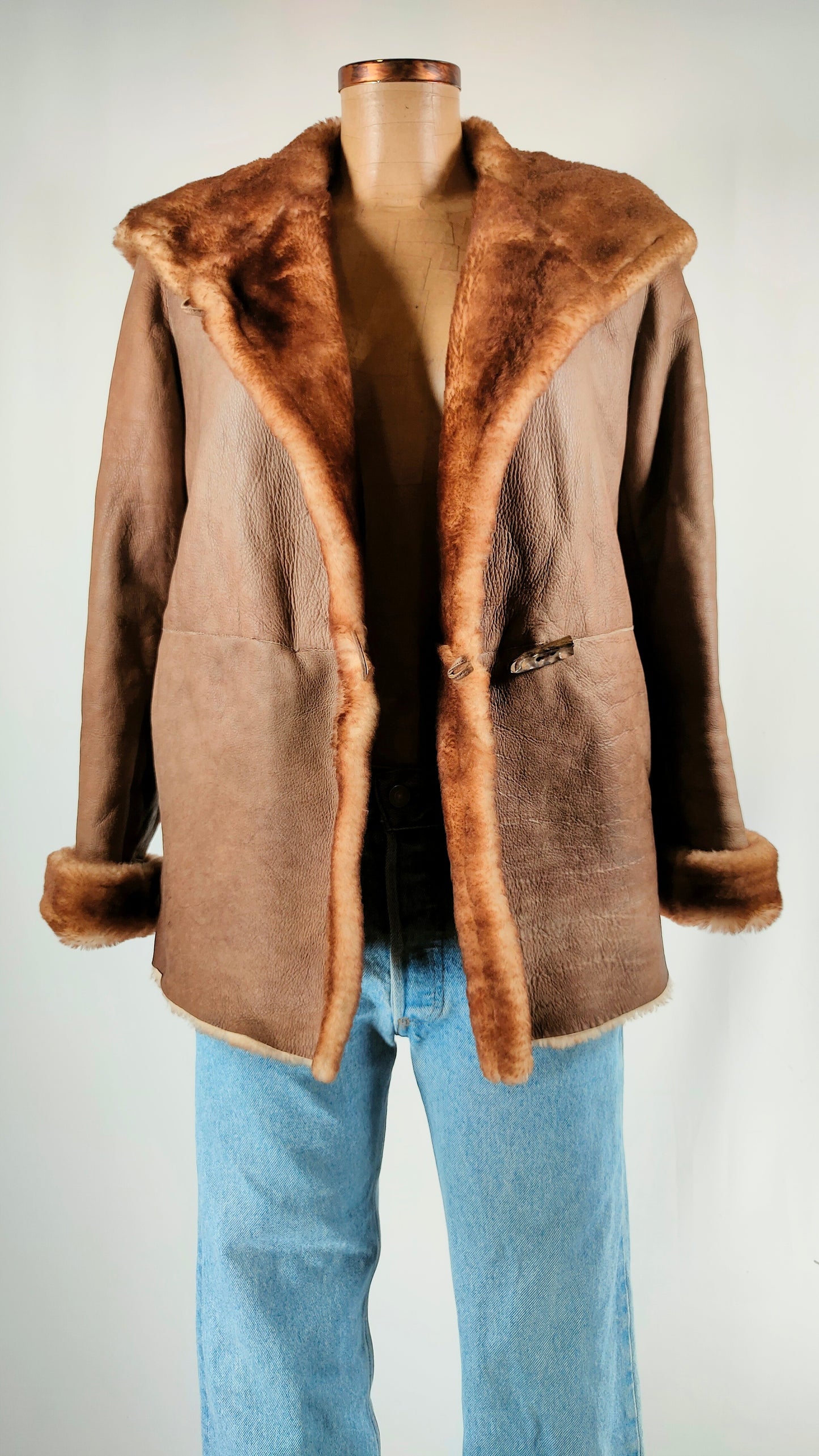 Chaqueta de piel vintage forrada de pelo