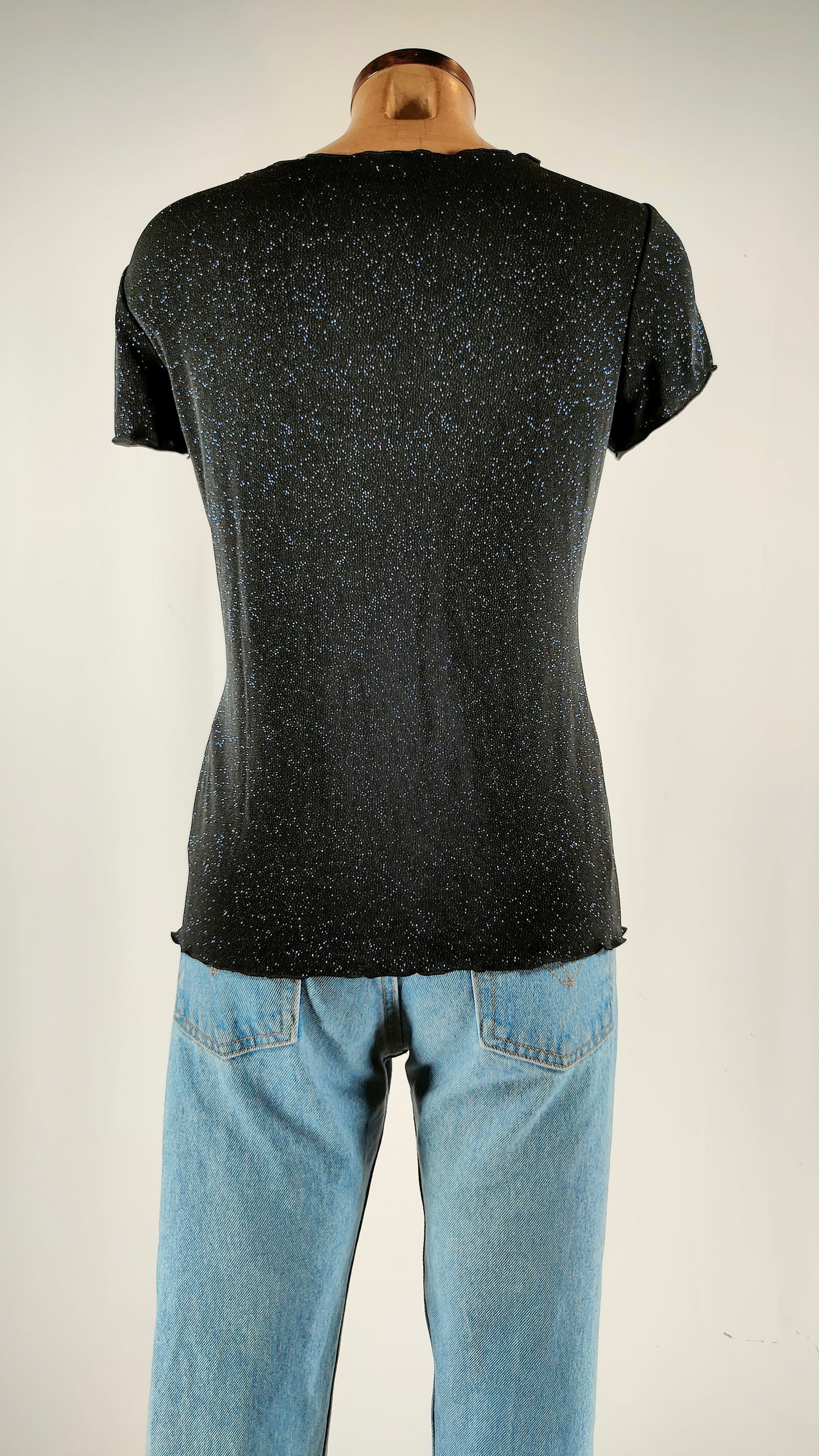 Top negro con brillos azules Armani