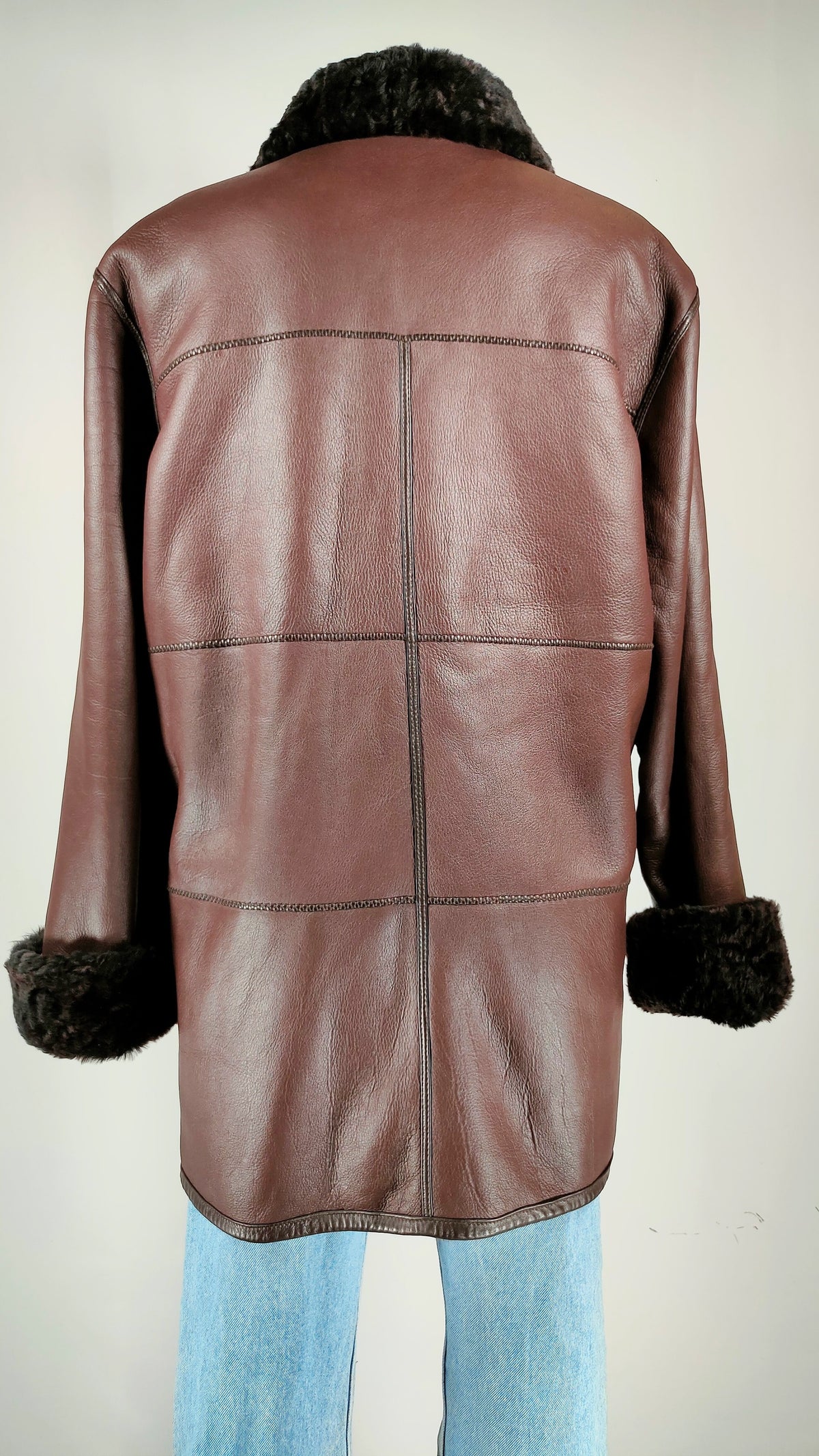 Abrigo reversible piel y borreguito vintage