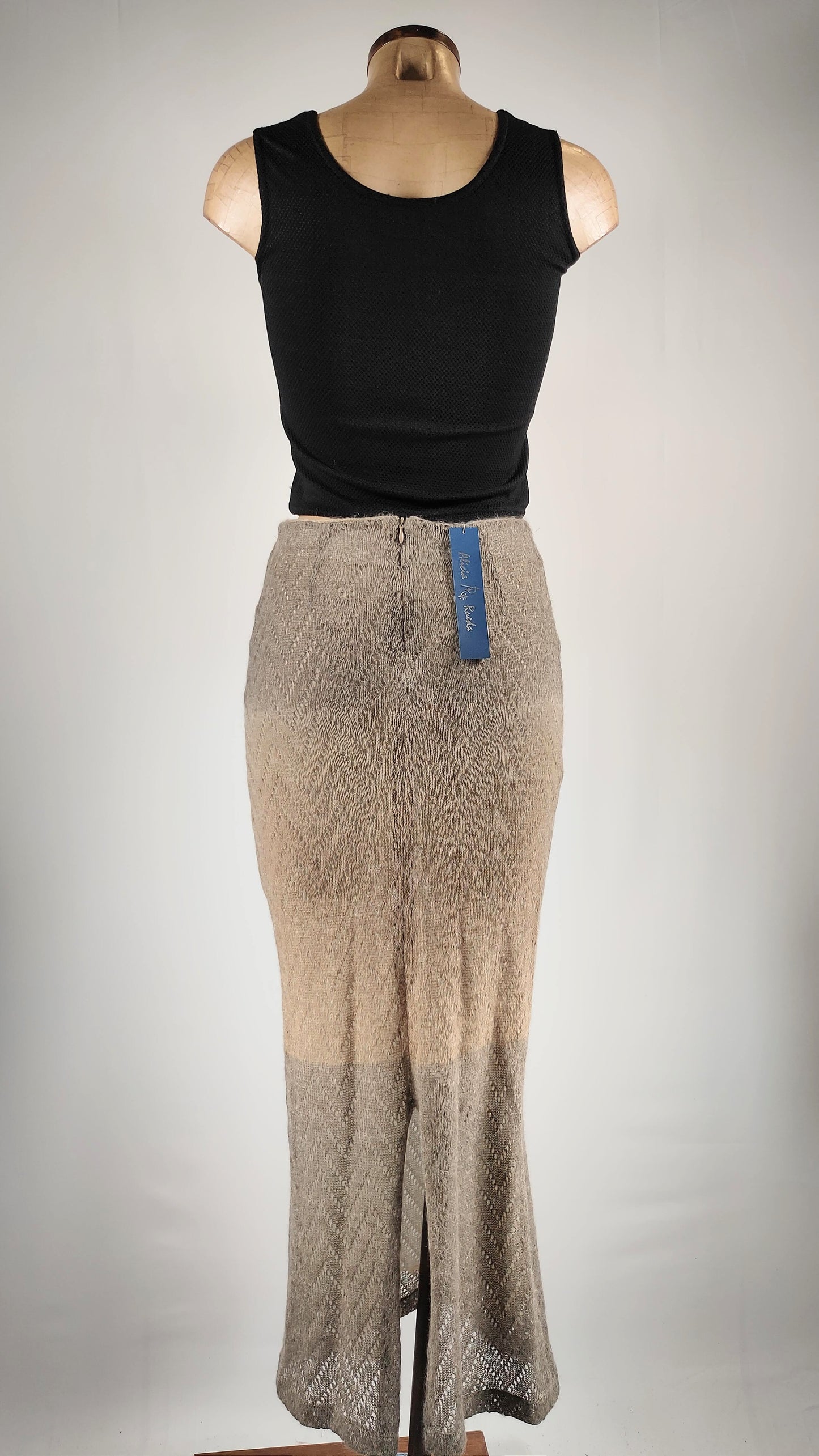Falda larga elástica de mohair gris