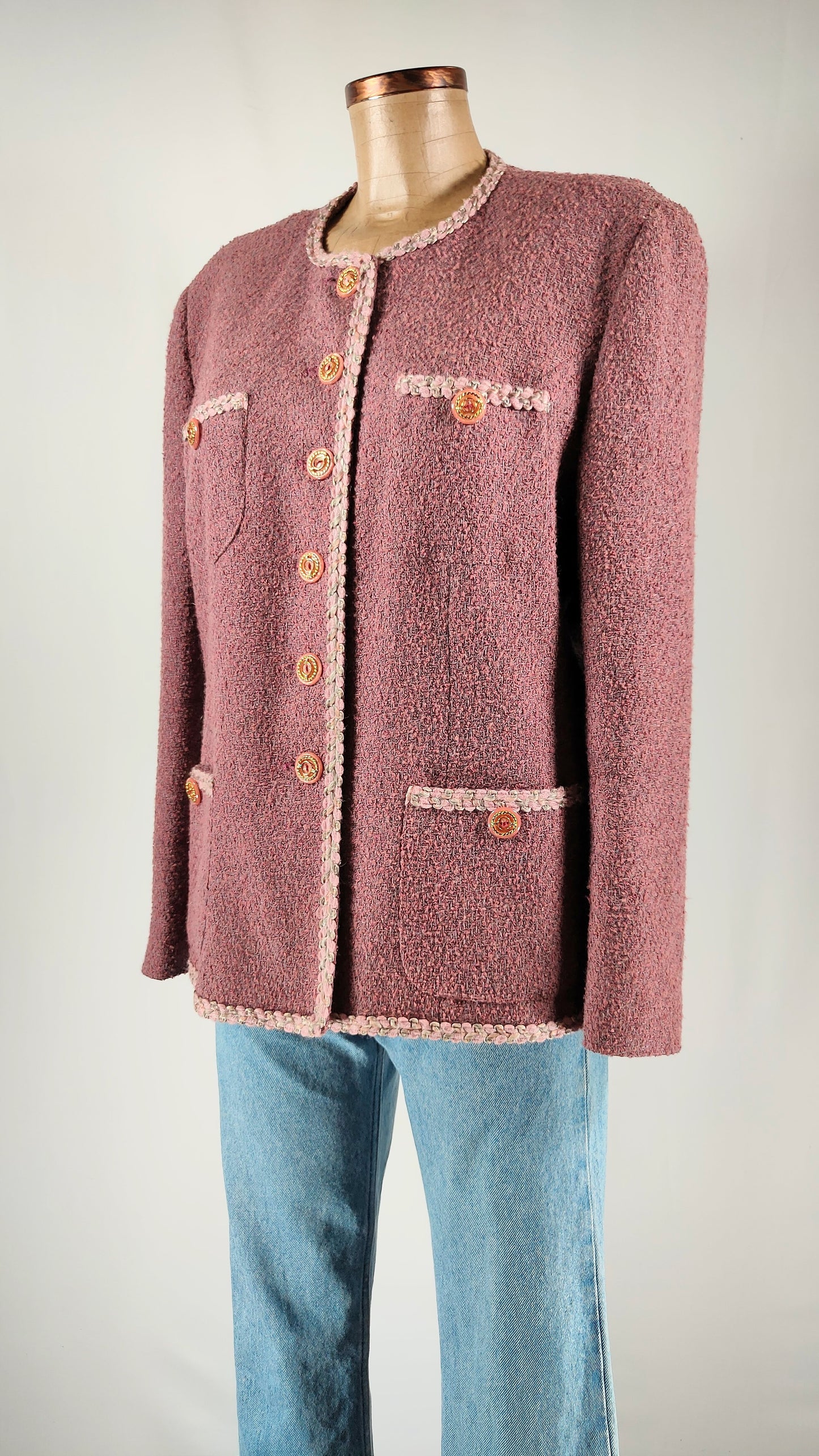 Chaqueta con bordado y botones multicolor