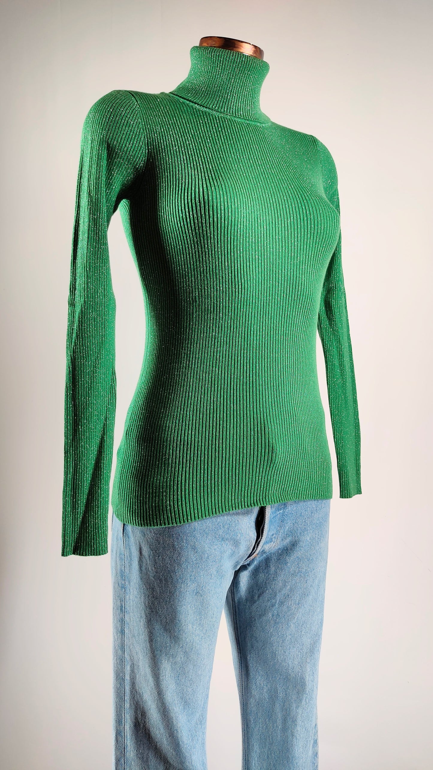 Jersey de canalé con brillos verde Takezo