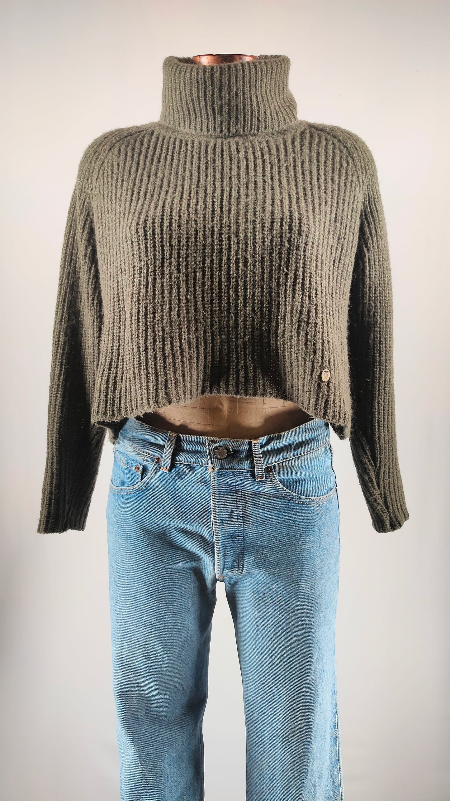 Jersey de cuello vuelto verde oscuro