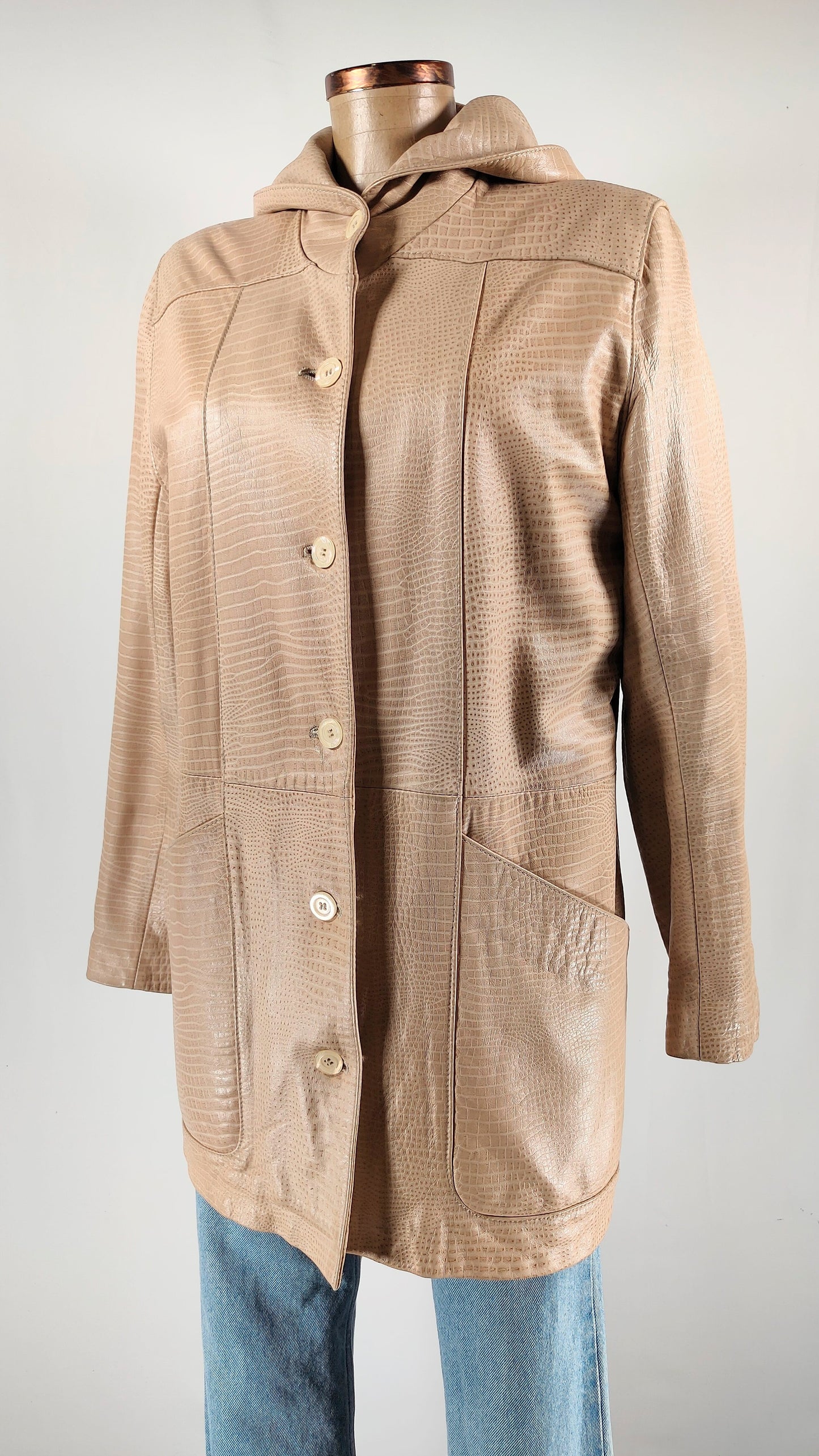 Gabardina de piel beige vintage