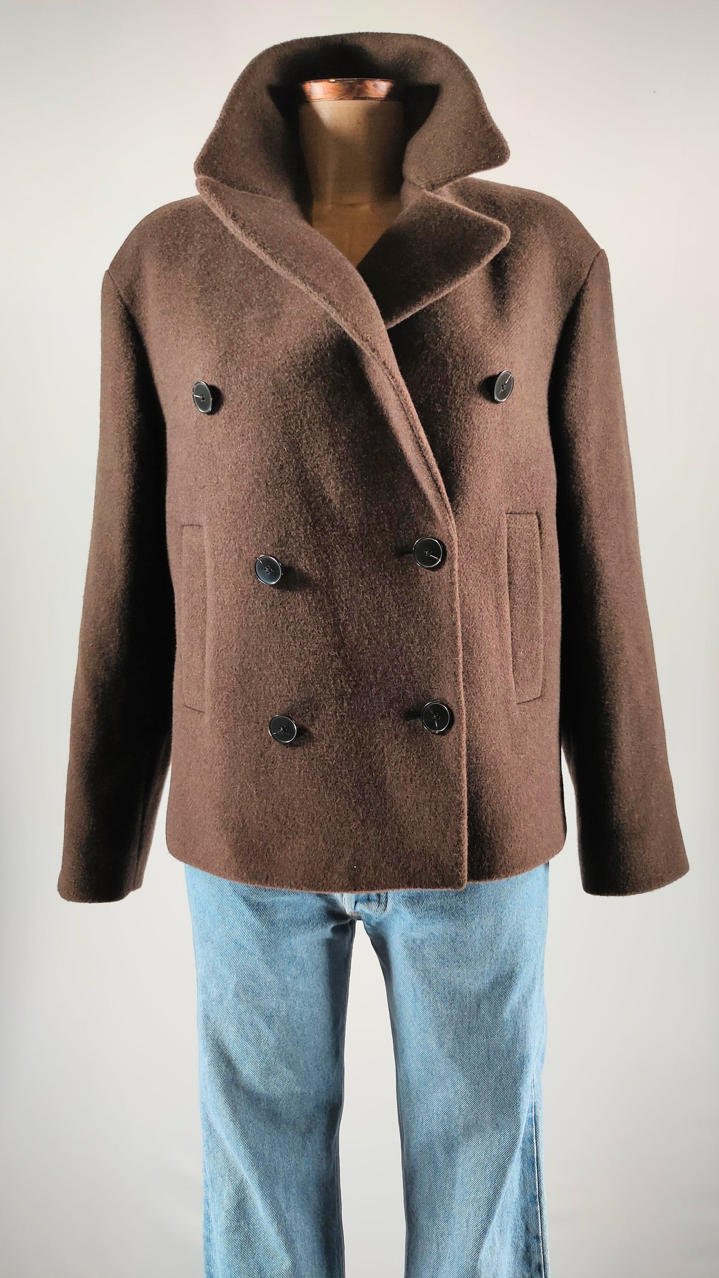 Abrigo chaquetón Marrón mezcla lana