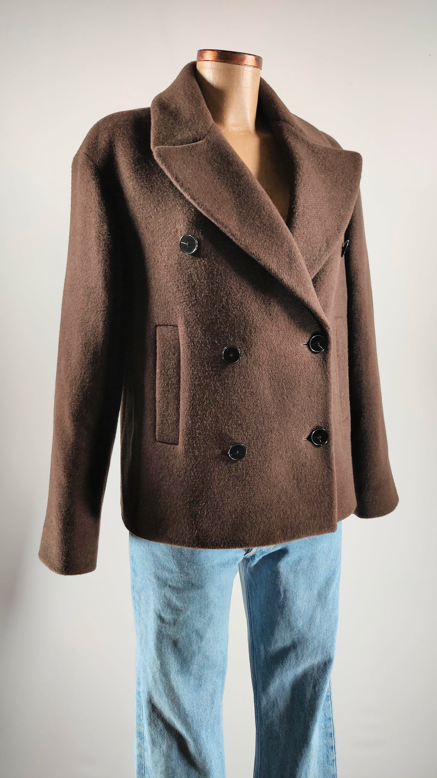 Abrigo chaquetón Marrón mezcla lana