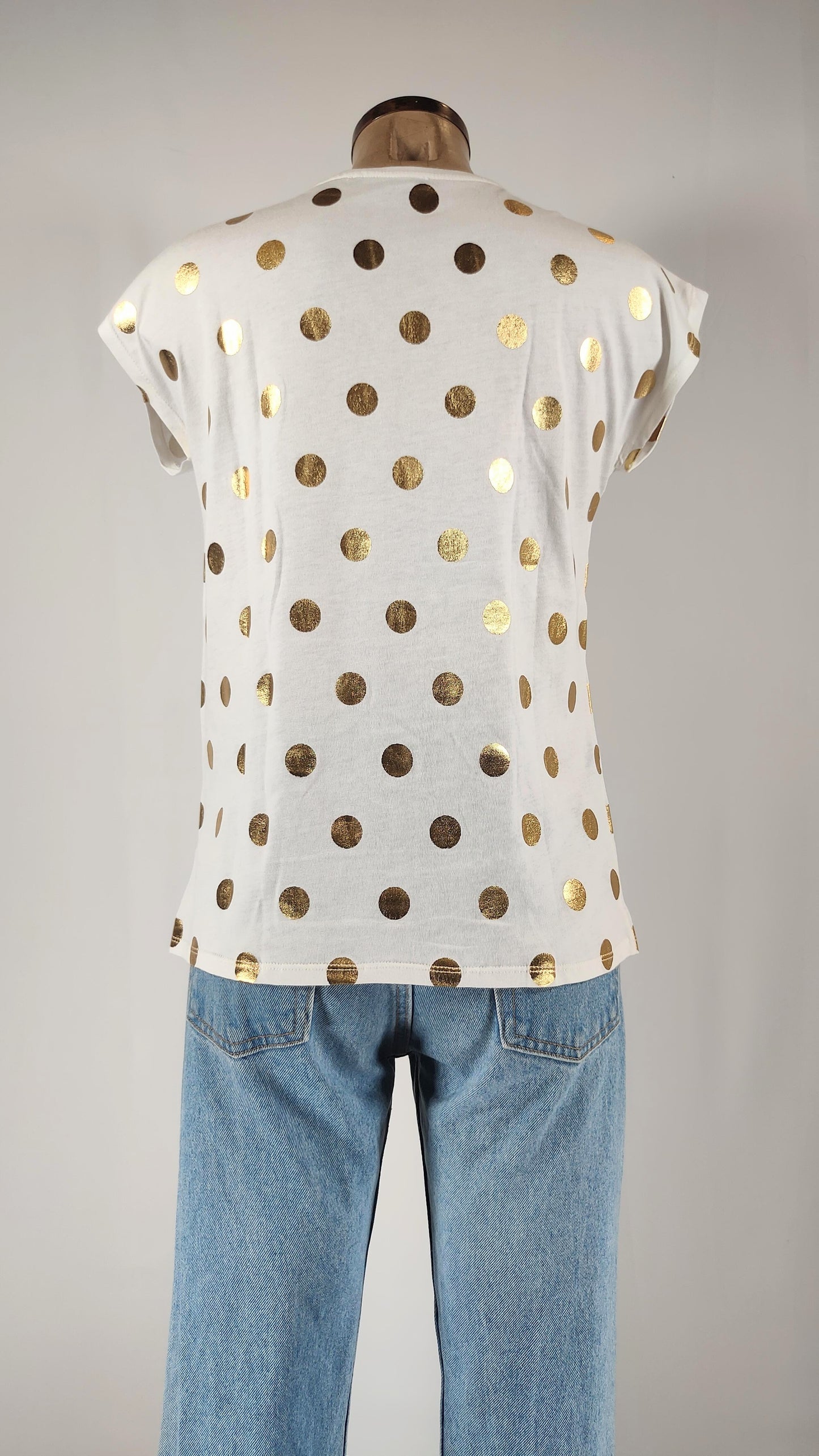 Camiseta con estampado dorado efecto brillante