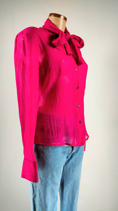 Camisa de seda fucsia