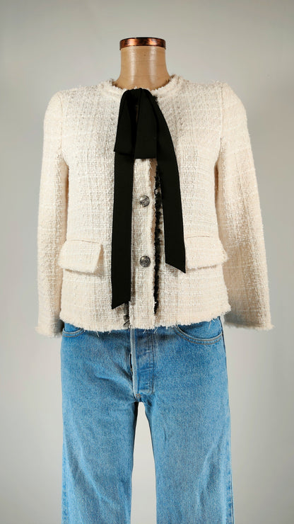 Chaqueta tweed con lazo