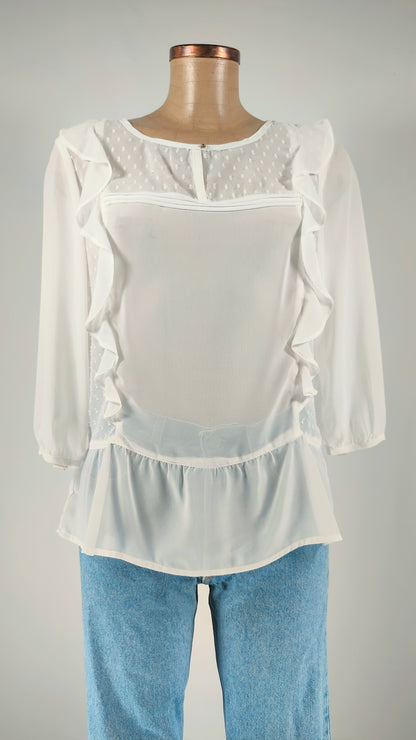 Blusa semitransparente mangas 3/4