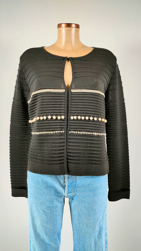 Chaqueta con apliques perla y brillante