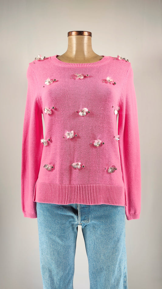 Jersey rosa con apliques de flor