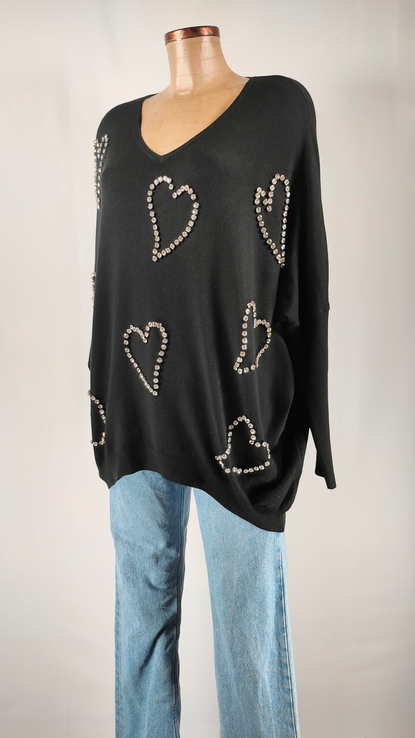 Jersey de pico con apliques brillantes