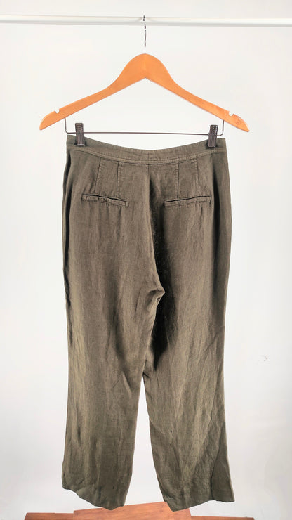 Pantalones de lino verde oscuro