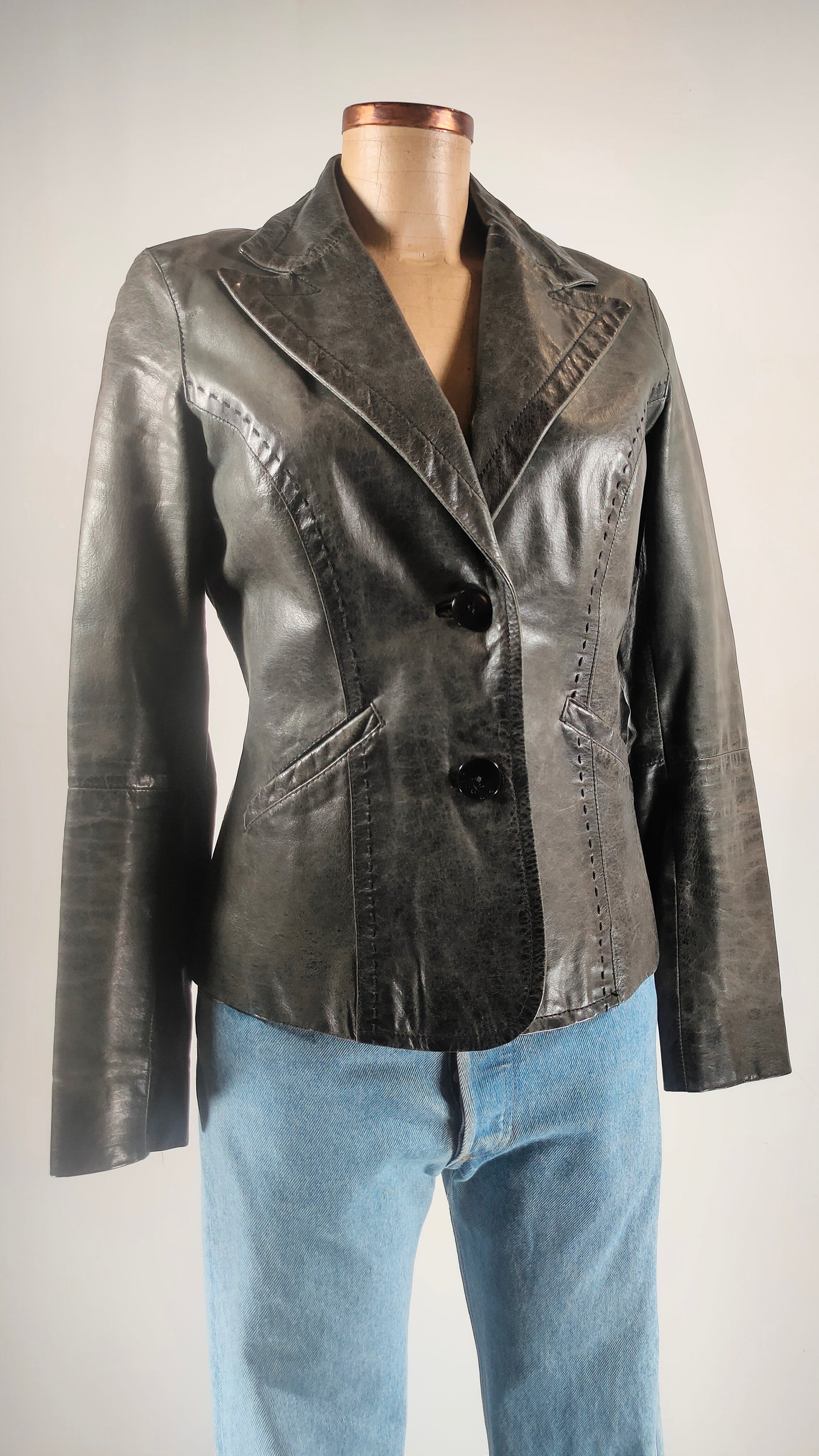 Chaqueta de piel negra Oakwood