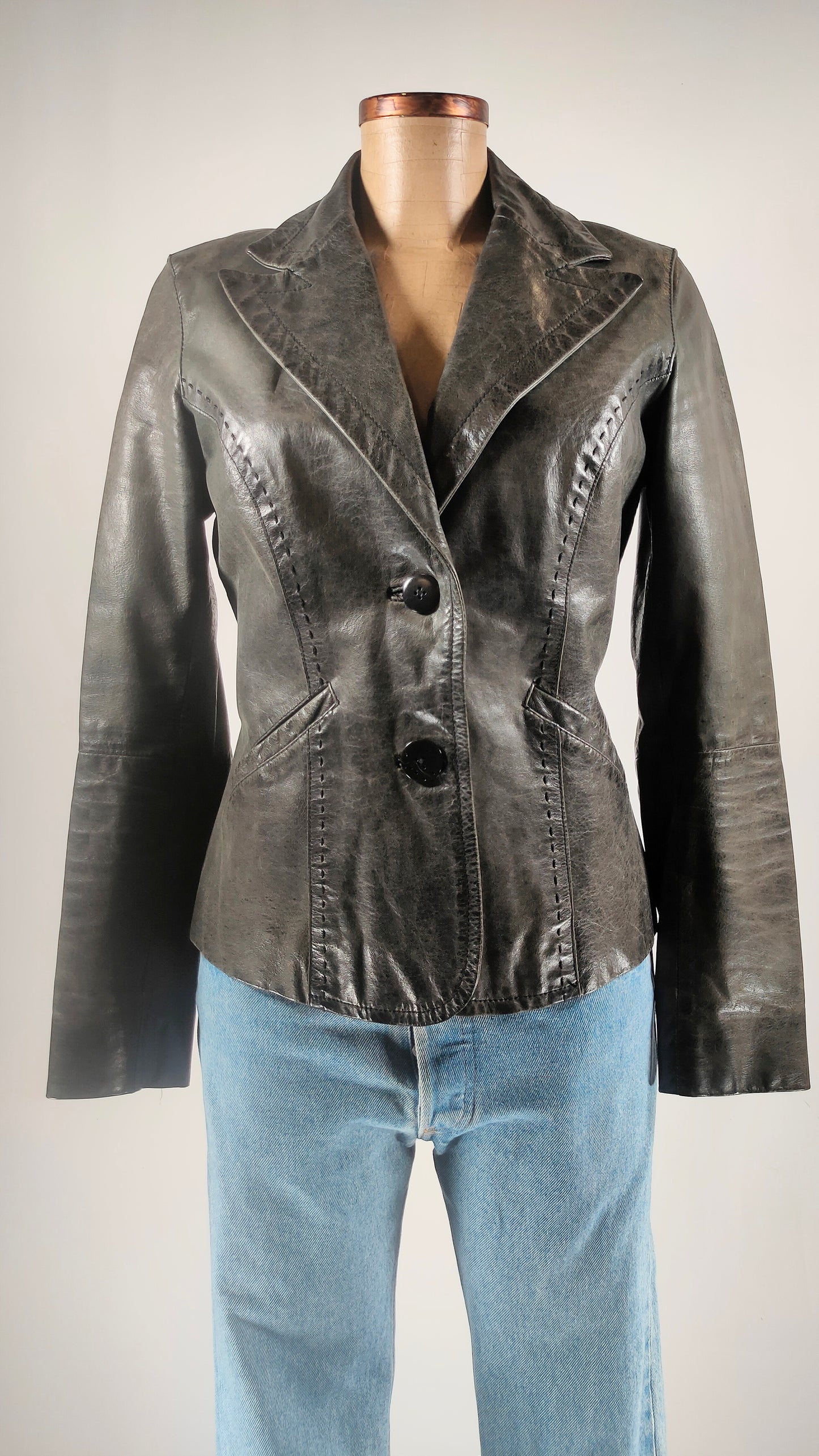 Chaqueta de piel negra Oakwood