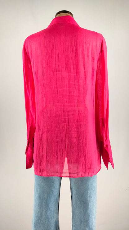 Camisa fucsia semitransparente Massimo Dutti